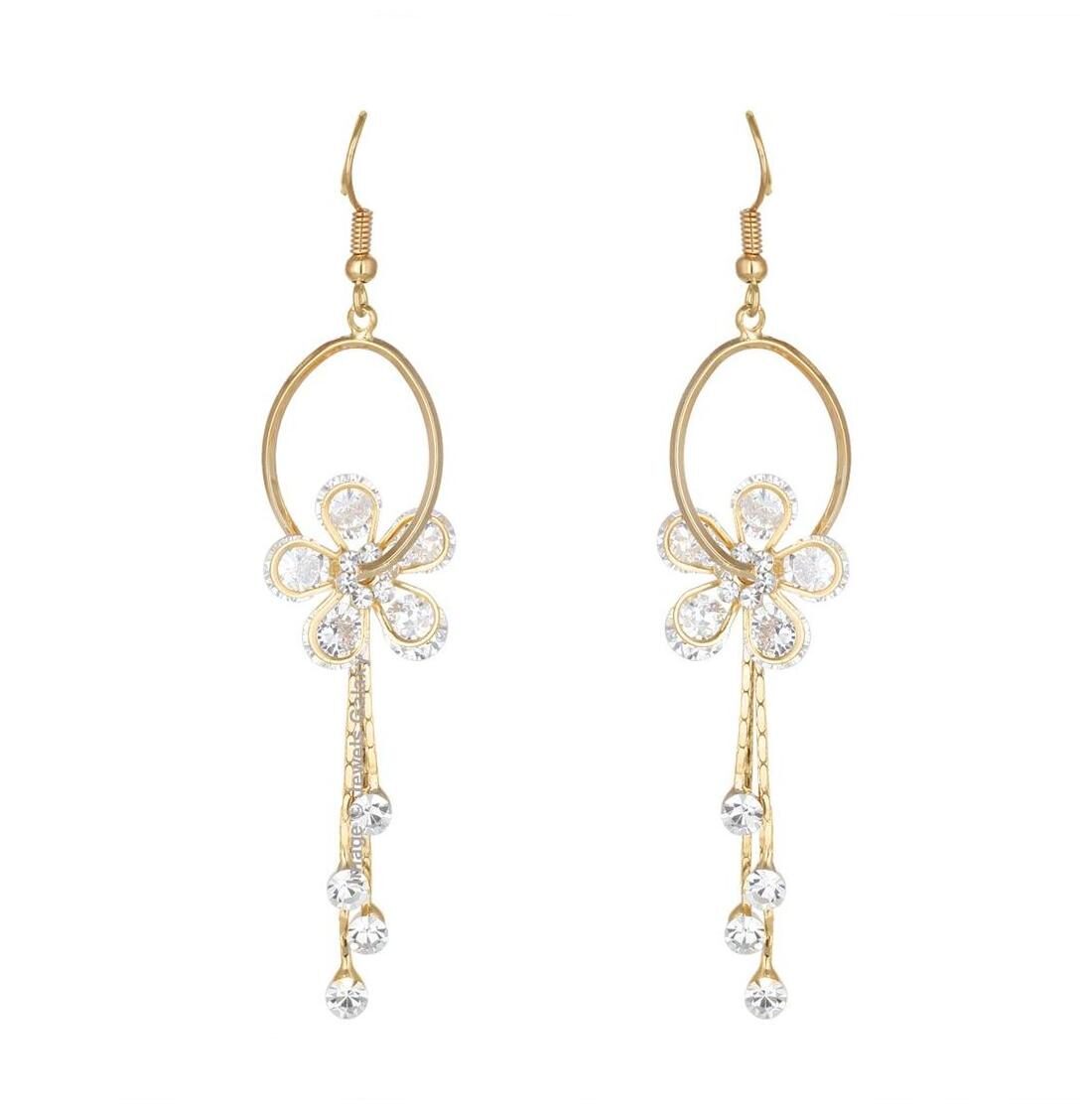 Jewels Galaxy Exclusive Elegant AD Floral Designer Gold Plated Drop Earrings For Girls Women
Jewels Galaxy Exclusive Elegant AD Floral Designer Gold Plated Drop Earrings For Girls Women