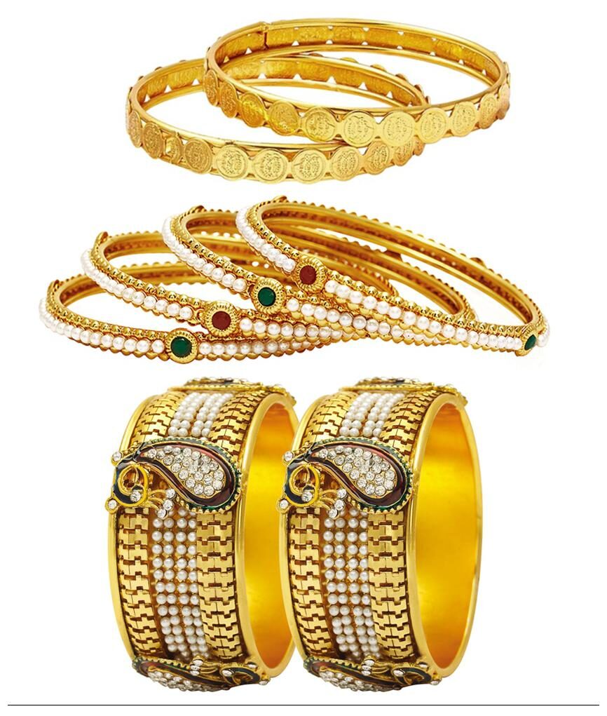 Jewels Galaxy Combo Of Designer Pearls Bangles Temple Coin and Broad Peacock Bangles - Pack Of 8
Jewels Galaxy Combo Of Designer Pearls Bangles Temple Coin and Broad Peacock Bangles - Pack Of 8