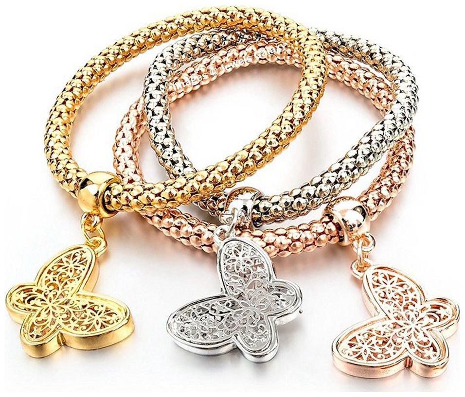 Jewels Galaxy Limited Edition Dangling Butterfly Inspired Triple Layer Gold Platinum Plated Charm Bracelet For Women Girls
Jewels Galaxy Limited Edition Dangling Butterfly Inspired Triple Layer Gold Platinum Plated Charm Bracelet For Women Girls