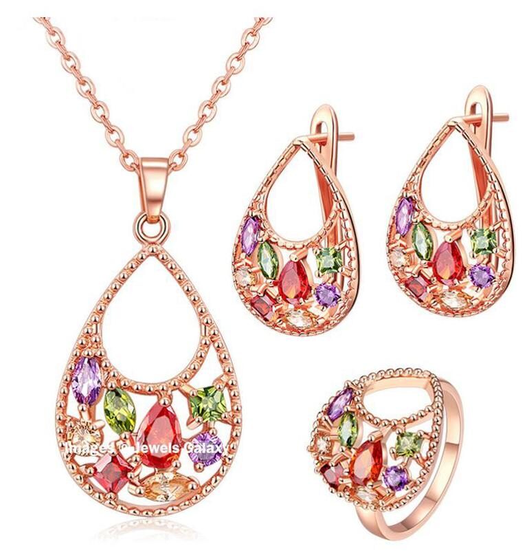 Jewels Galaxy Crystal Elements Fresh-Arrival Luxuria Sparkling 18K Rose Gold Plated Splendid Pendant Rings Earrings Set For Women Girls
Jewels Galaxy Crystal Elements Fresh-Arrival Luxuria Sparkling 18K Rose Gold Plated Splendid Pendant Rings Earrings Set For Women Girls
