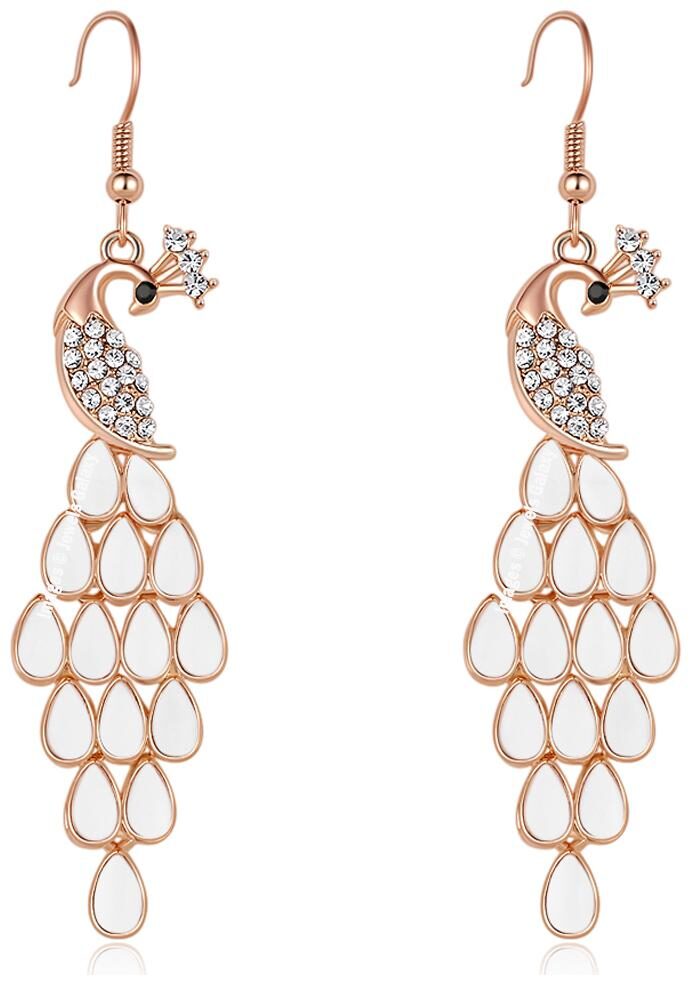 Jewels Galaxy Luxuria Elegant White Peacock Design AD Gold Plated Fabulous Dangle Earrings For Women Girls
Jewels Galaxy Luxuria Elegant White Peacock Design AD Gold Plated Fabulous Dangle Earrings For Women Girls