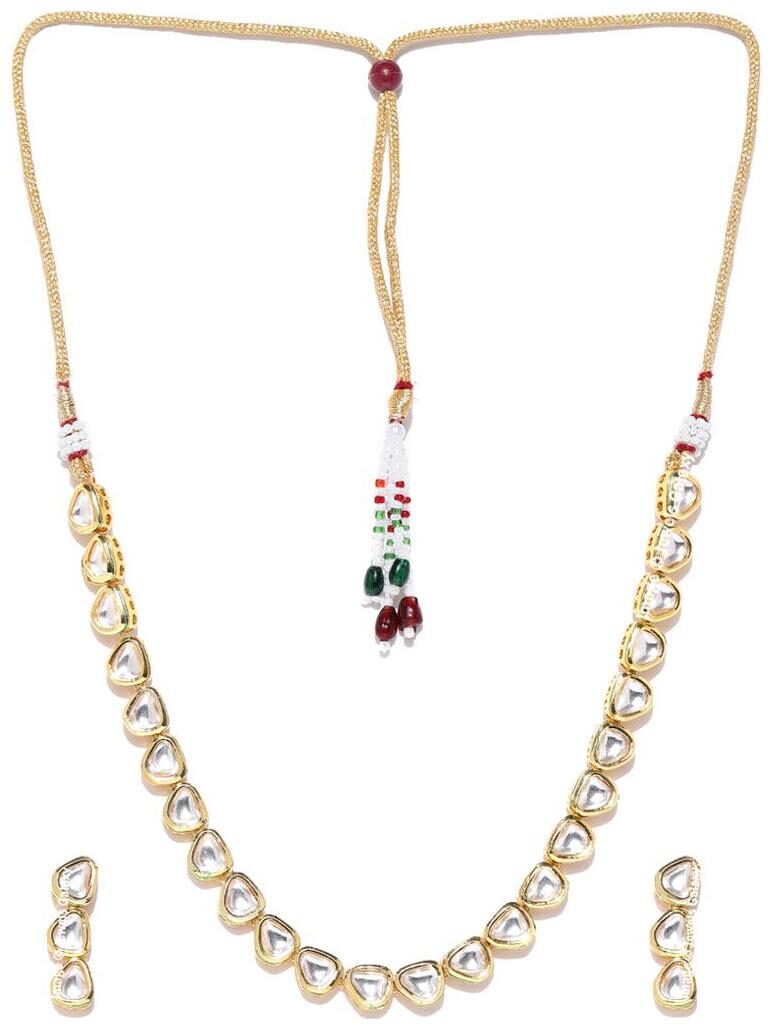 Jewels Galaxy Delicate Kundan Studded Attractive Single-Strand Geometric Gold Plated Traditional Necklace Set For Women Girls
Jewels Galaxy Delicate Kundan Studded Attractive Single-Strand Geometric Gold Plated Traditional Necklace Set For Women Girls