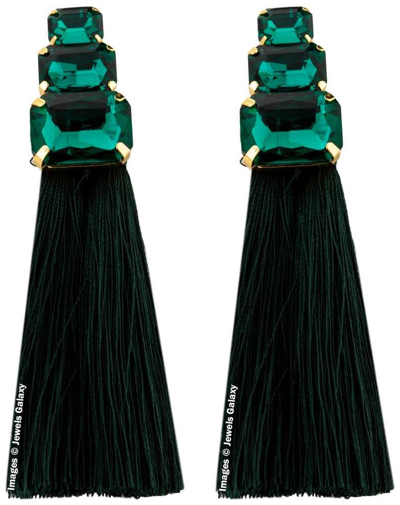Jewels Galaxy Elegant Luxuria Gold Plated Excellent Triple Geometrical Crystal Glitzy Green Tassel Earrings For Women Girls
Jewels Galaxy Elegant Luxuria Gold Plated Excellent Triple Geometrical Crystal Glitzy Green Tassel Earrings For Women Girls