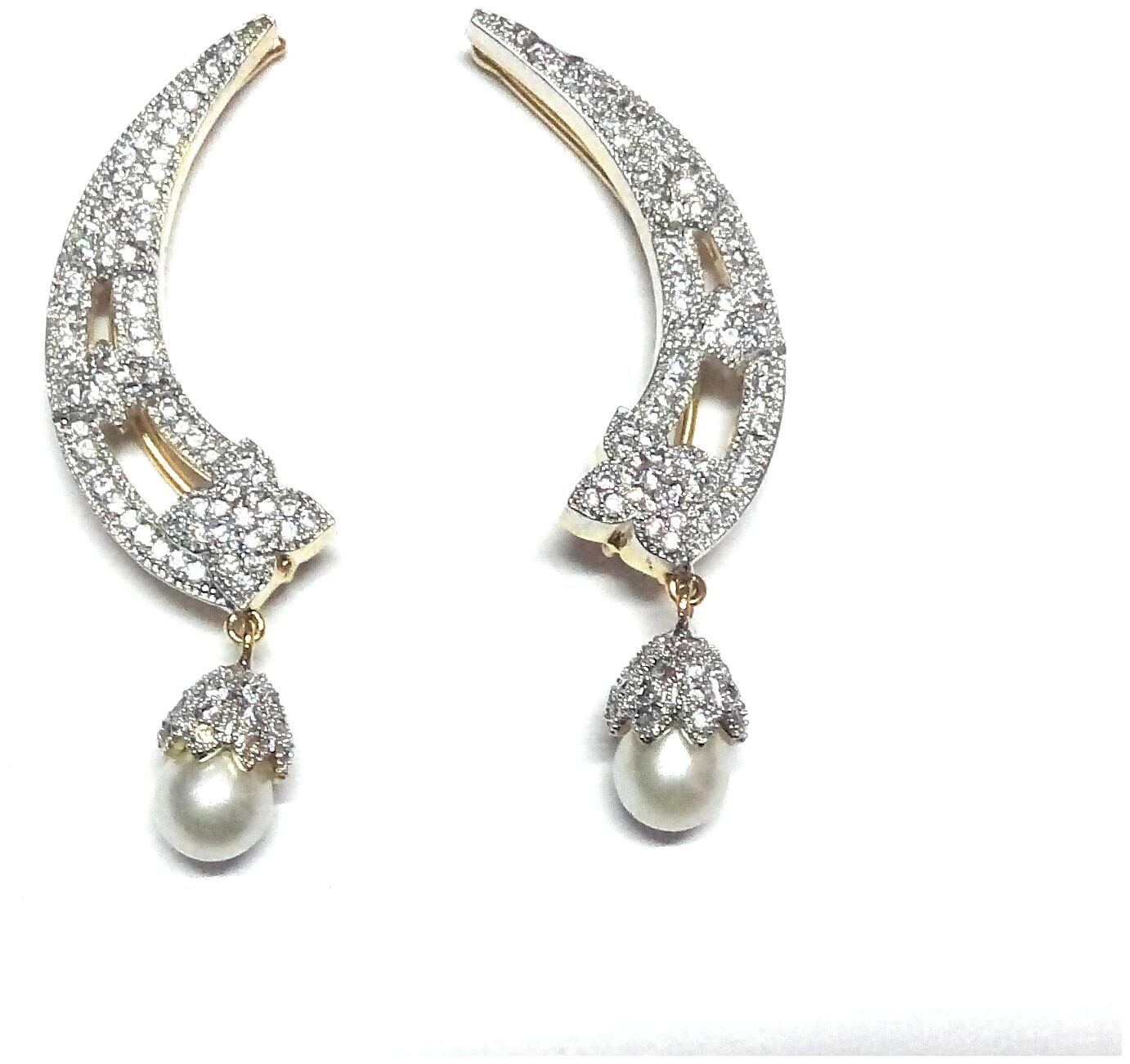 kanojia collections Gold Plated American Diamond Floral Shape Pearl Drop Ear cuffs Earrings for Girls and Women
kanojia collections Gold Plated American Diamond Floral Shape Pearl Drop Ear cuffs Earrings for Girls and Women