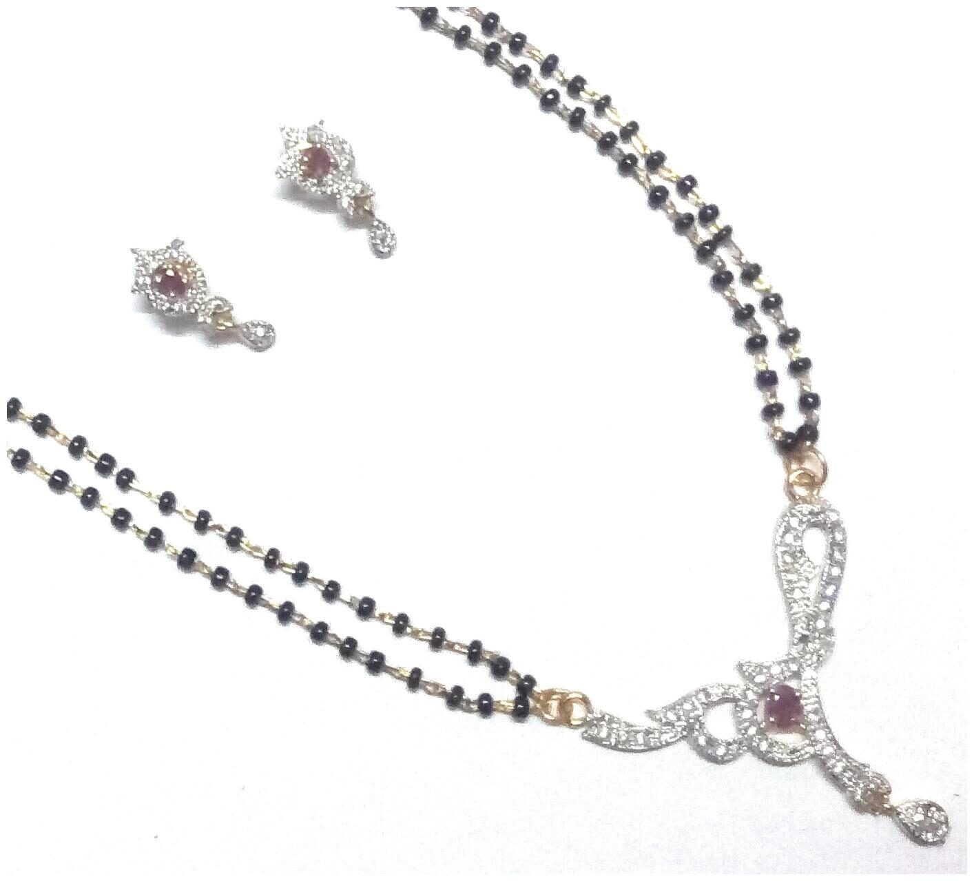 Kanojia Collections American Diamond Latest Design Short Chain Mangalsutra with pair of earring for Women
Kanojia Collections American Diamond Latest Design Short Chain Mangalsutra with pair of earring for Women