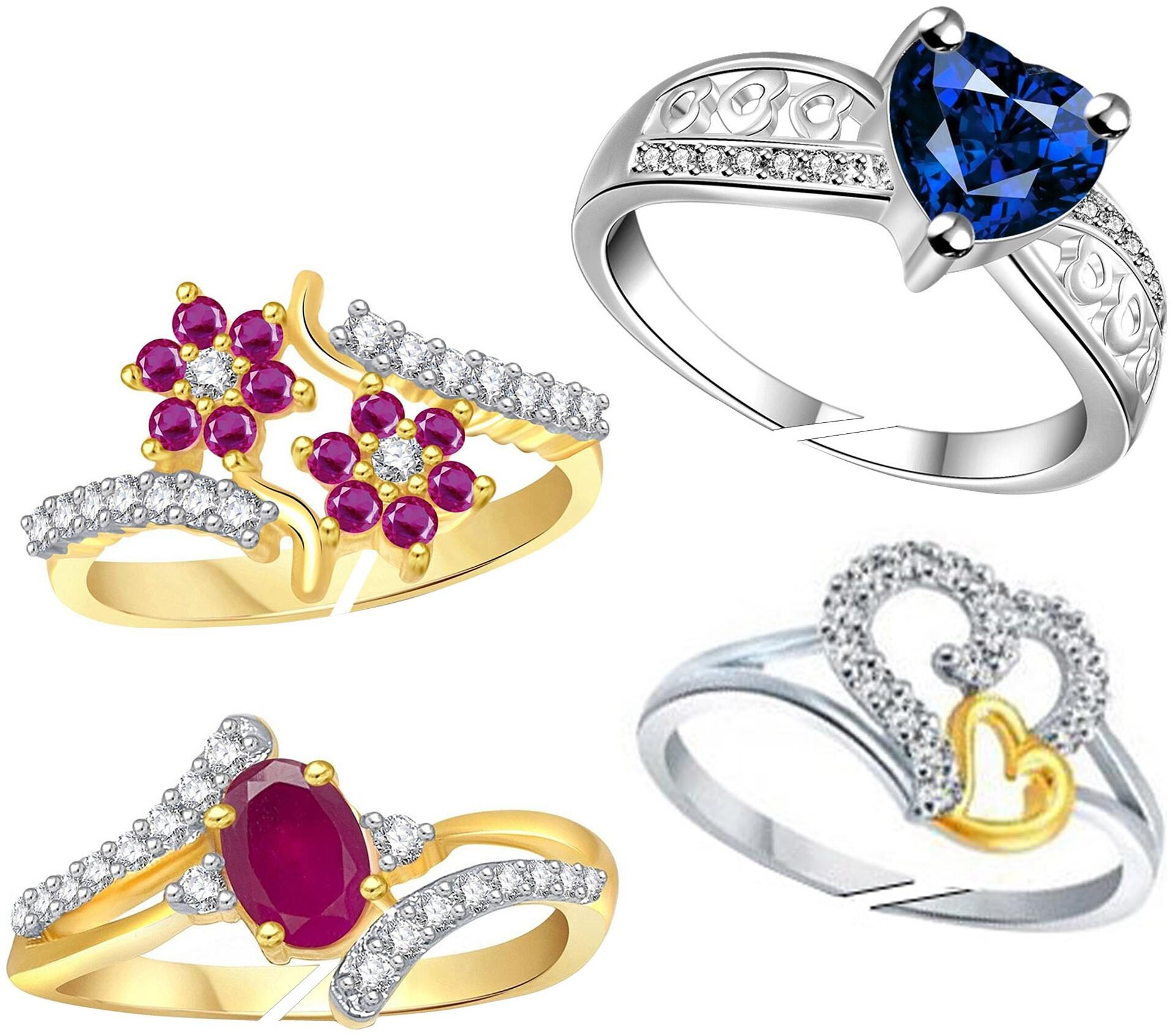 Lady touch Faisonable Stylelist Fancy Party Wear Pink Ruby Stone Cz Blue And Silver Gold Heart Adjustable Finger Ring s For Girls And Women Free Size (Pack Of 4)
Lady touch Faisonable Stylelist Fancy Party Wear Pink Ruby Stone Cz Blue And Silver Gold Heart Adjustable Finger Ring s For Girls And Women Free Size (Pack Of 4)