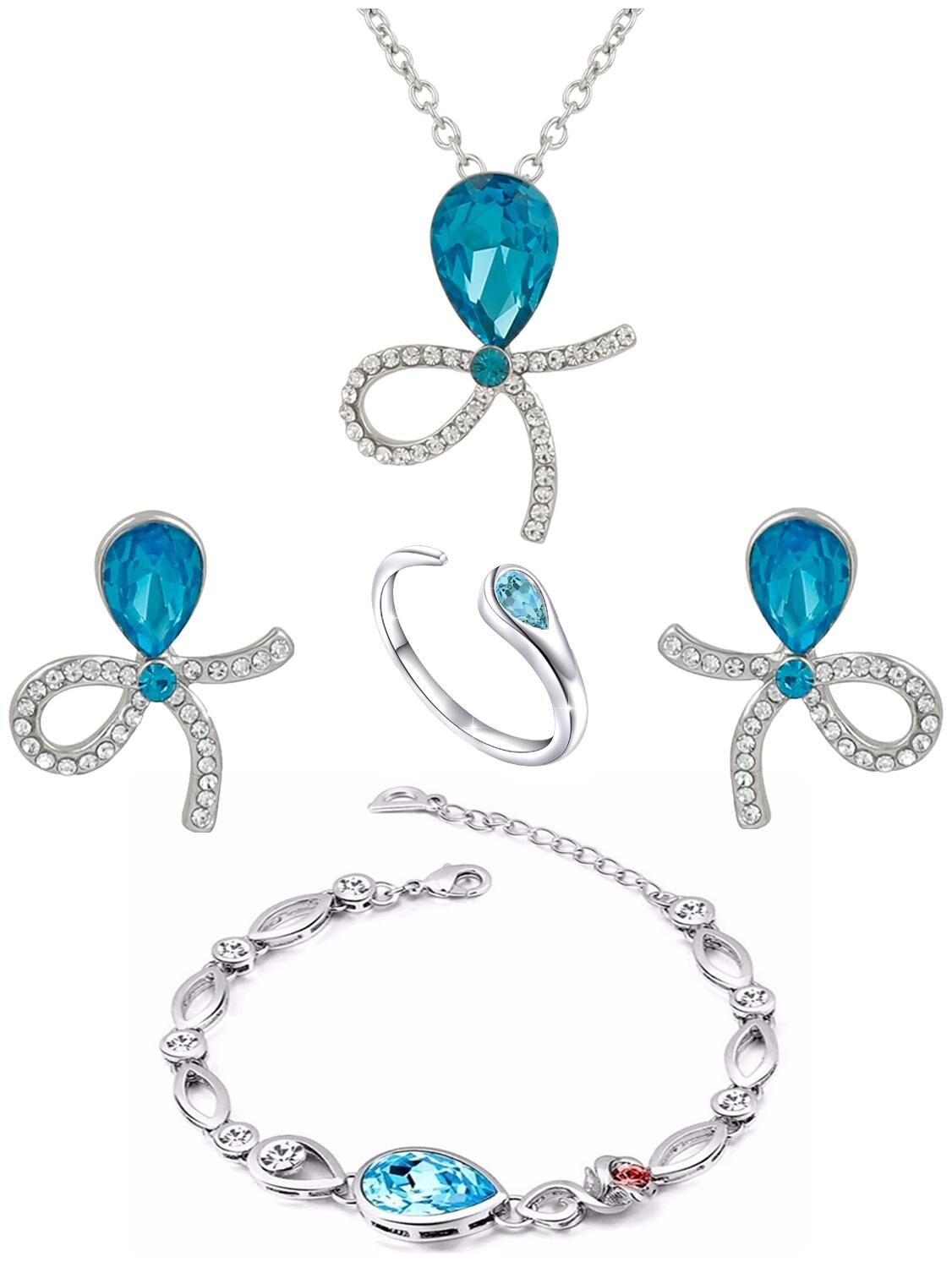 Mahi Valentines Gift Combo of Blue Solitaire Crystal Designer Pendant Set Finger Ring and Bracelet CO1105030RBlu
Mahi Valentines Gift Combo of Blue Solitaire Crystal Designer Pendant Set Finger Ring and Bracelet CO1105030RBlu