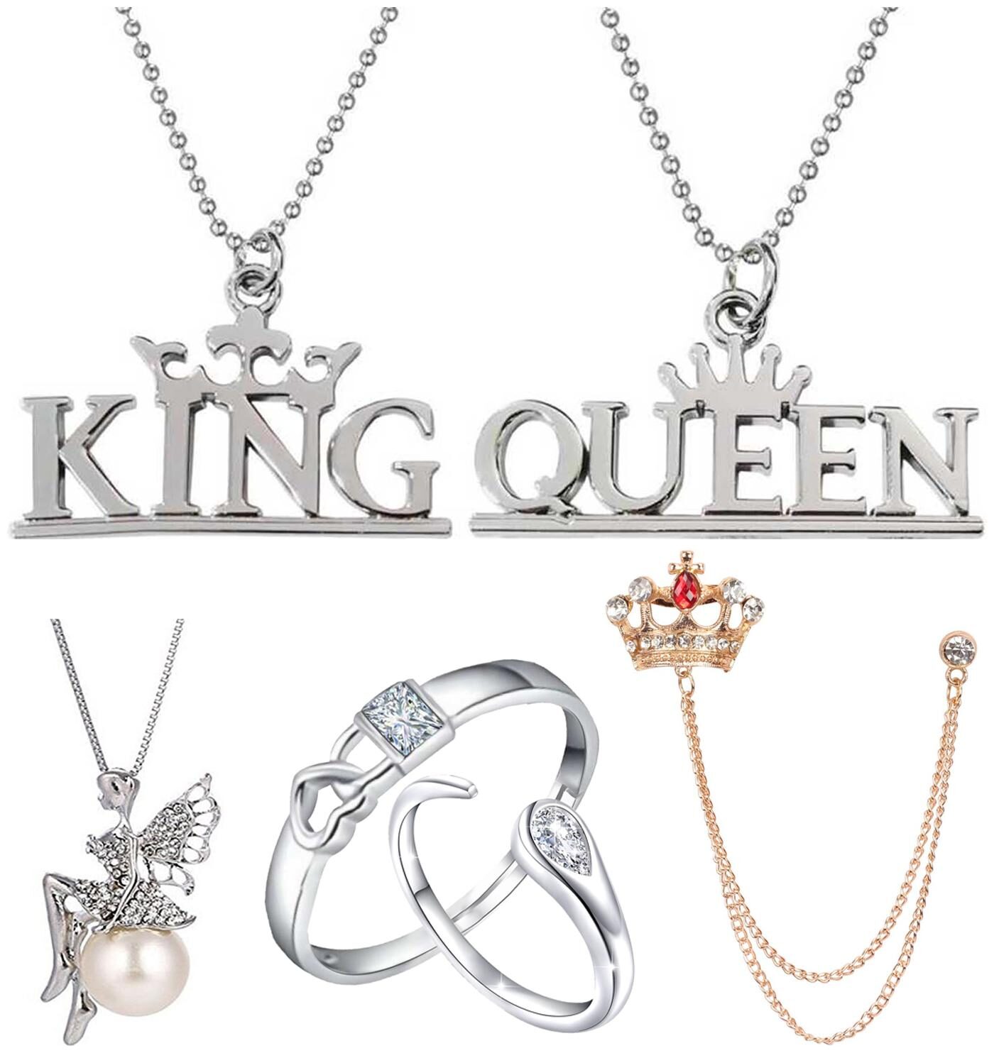 Mahi Valentine Gift Combo of King Queen Angel Doll Pendant Chain Crown and Couple Ring for Men and Women (CO1105165M)
Mahi Valentine Gift Combo of King Queen Angel Doll Pendant Chain Crown and Couple Ring for Men and Women (CO1105165M)