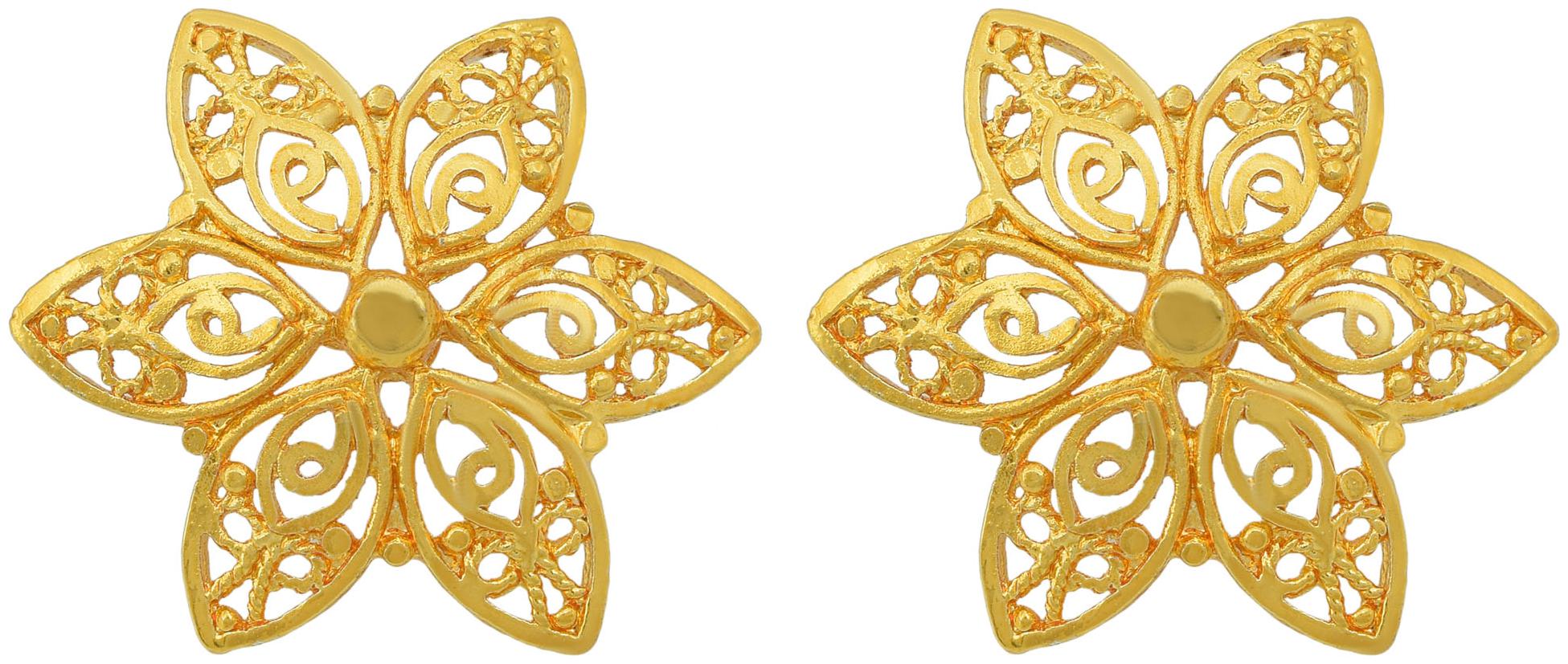 Memoir Gold plated Brass Hand crafted flower design Big size Ethnic Stud Earrings Traditional Women Fashion Latest design
Memoir Gold plated Brass Hand crafted flower design Big size Ethnic Stud Earrings Traditional Women Fashion Latest design