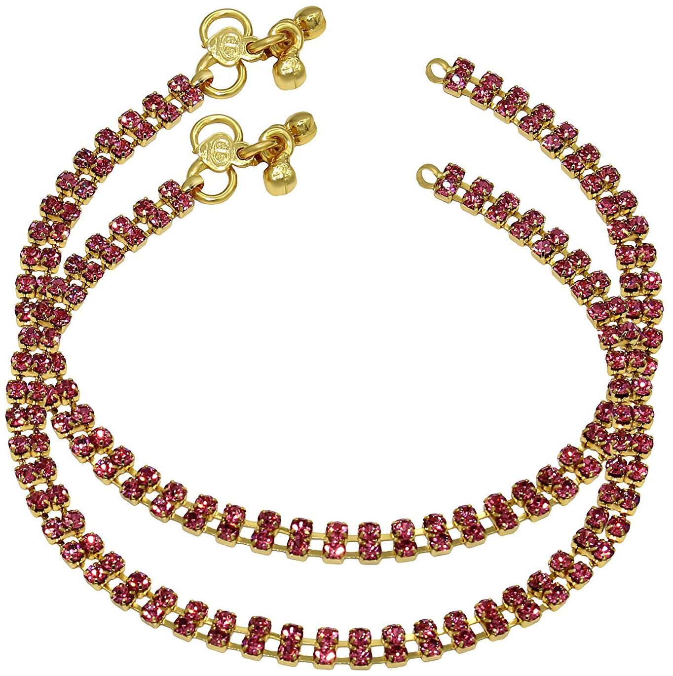 Memoir Gold plated Pink American Diamond double line payal pajeb Anklet Traditional Women Girls Brass Anklet (Pack of 2)
Memoir Gold plated Pink American Diamond double line payal pajeb Anklet Traditional Women Girls Brass Anklet (Pack of 2)
