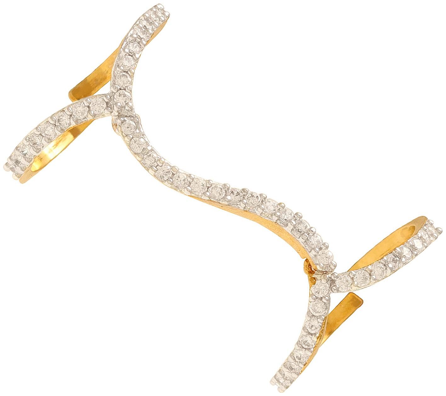Memoir Gold Plated CZ Imitation Diamond Bendable Twin Finger Double Band Designer Fashion Ring For Women
Memoir Gold Plated CZ Imitation Diamond Bendable Twin Finger Double Band Designer Fashion Ring For Women