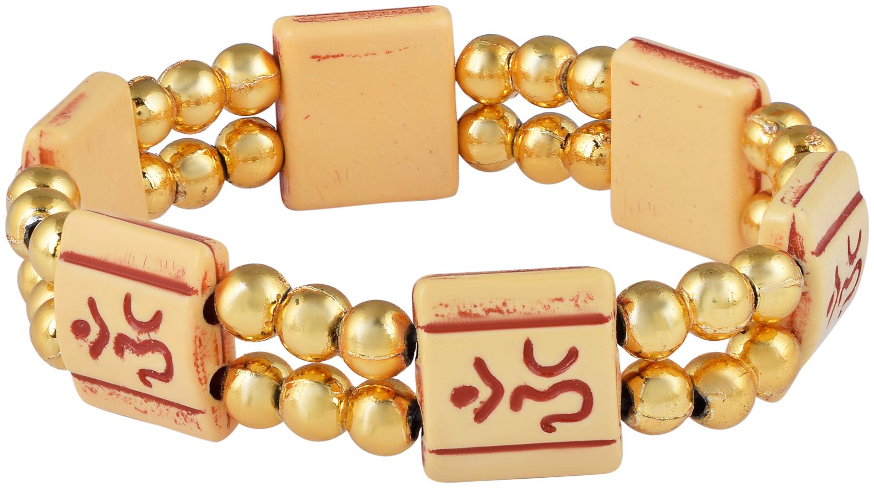 MissMister Gold plated and Wooden beads Om elastic stretch bracelet Hindu temple jewellery
MissMister Gold plated and Wooden beads Om elastic stretch bracelet Hindu temple jewellery