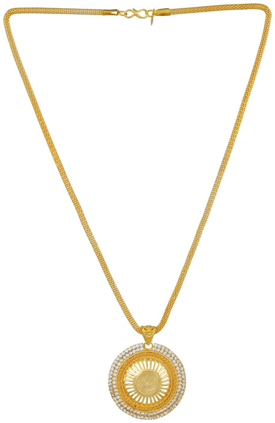 MissMister Gold Finish CZ American Diamond Stude 3D Laxmi Pendant Mangalsutra Tanmaniya Chain Pendant Ethnic Traditional Necklace Jewellery
MissMister Gold Finish CZ American Diamond Stude 3D Laxmi Pendant Mangalsutra Tanmaniya Chain Pendant Ethnic Traditional Necklace Jewellery