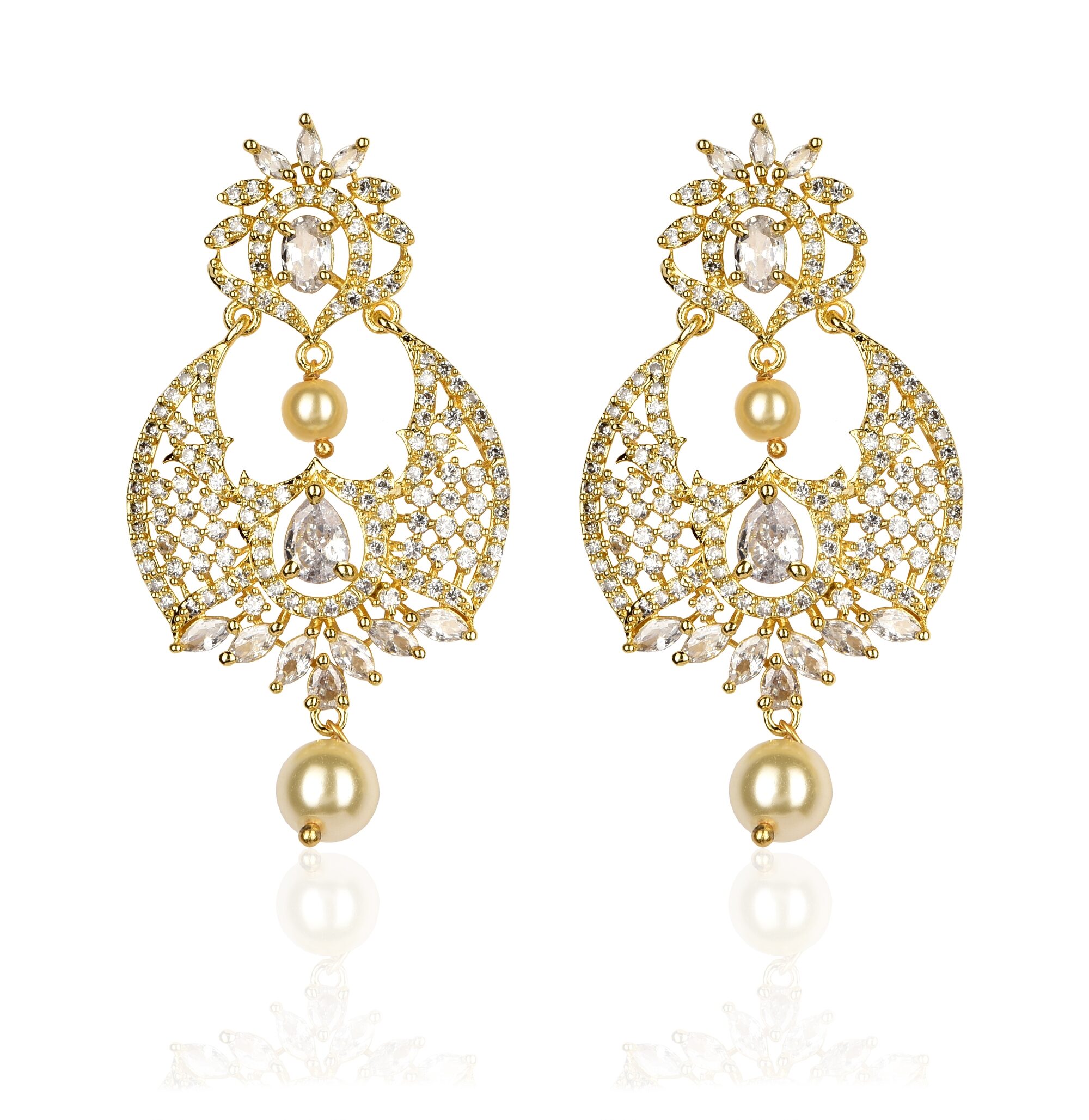 Mukutmoni Gold Plated CZ Stone Classic pearls Earrings And Women
Mukutmoni Gold Plated CZ Stone Classic pearls Earrings And Women