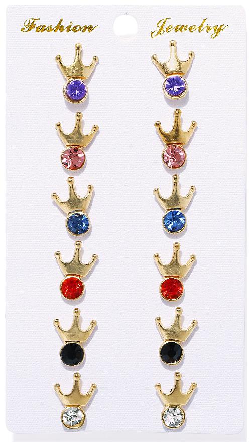 OOMPH Jewellery Combo of 6 Multicolor Crown Shape Cubic Zirconia Gold Plated Tone Ear Stud Fashion Earrings for Women Girls
OOMPH Jewellery Combo of 6 Multicolor Crown Shape Cubic Zirconia Gold Plated Tone Ear Stud Fashion Earrings for Women Girls