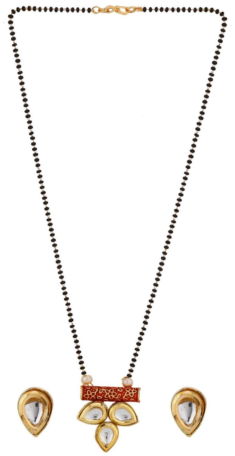 Parinaaz Stylish Traditional Gold Plated Kundan Mangalsutra Pendant Necklace Earrings Jewelry Set
Parinaaz Stylish Traditional Gold Plated Kundan Mangalsutra Pendant Necklace Earrings Jewelry Set