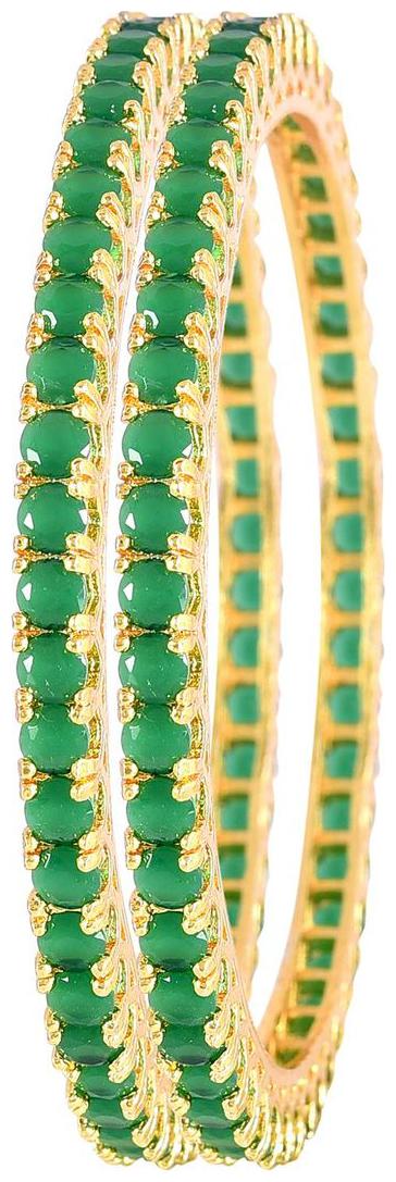 Ratnavali jewels Beautiful CZ AD Studded Gold Plated Traditional Green Emerald American Diamond Bangles Set for Women RVA60
Ratnavali jewels Beautiful CZ AD Studded Gold Plated Traditional Green Emerald American Diamond Bangles Set for Women RVA60