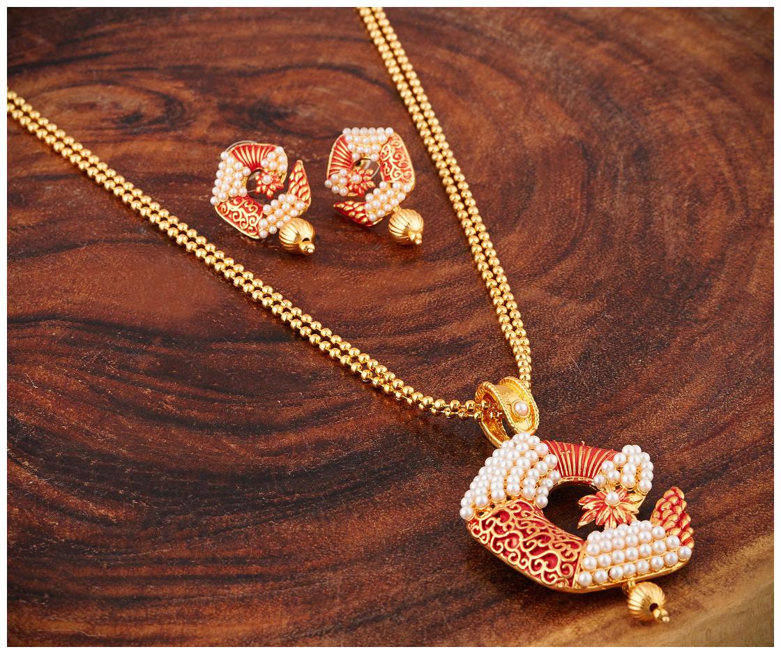RG FASHIONS Peacock Design Red Meenakari And Pearl Necklace Jewellery Set For Girls Women
RG FASHIONS Peacock Design Red Meenakari And Pearl Necklace Jewellery Set For Girls Women