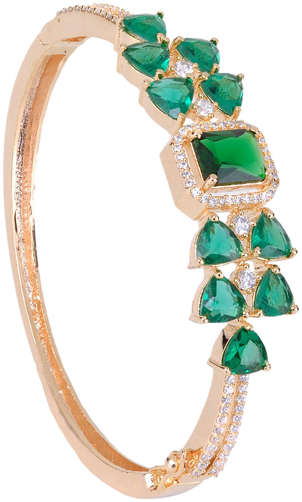 SARAF RS JEWELLERY Heavy Designer Emerald Bracelet Gold Plated Green American Diamond Studded
SARAF RS JEWELLERY Heavy Designer Emerald Bracelet Gold Plated Green American Diamond Studded