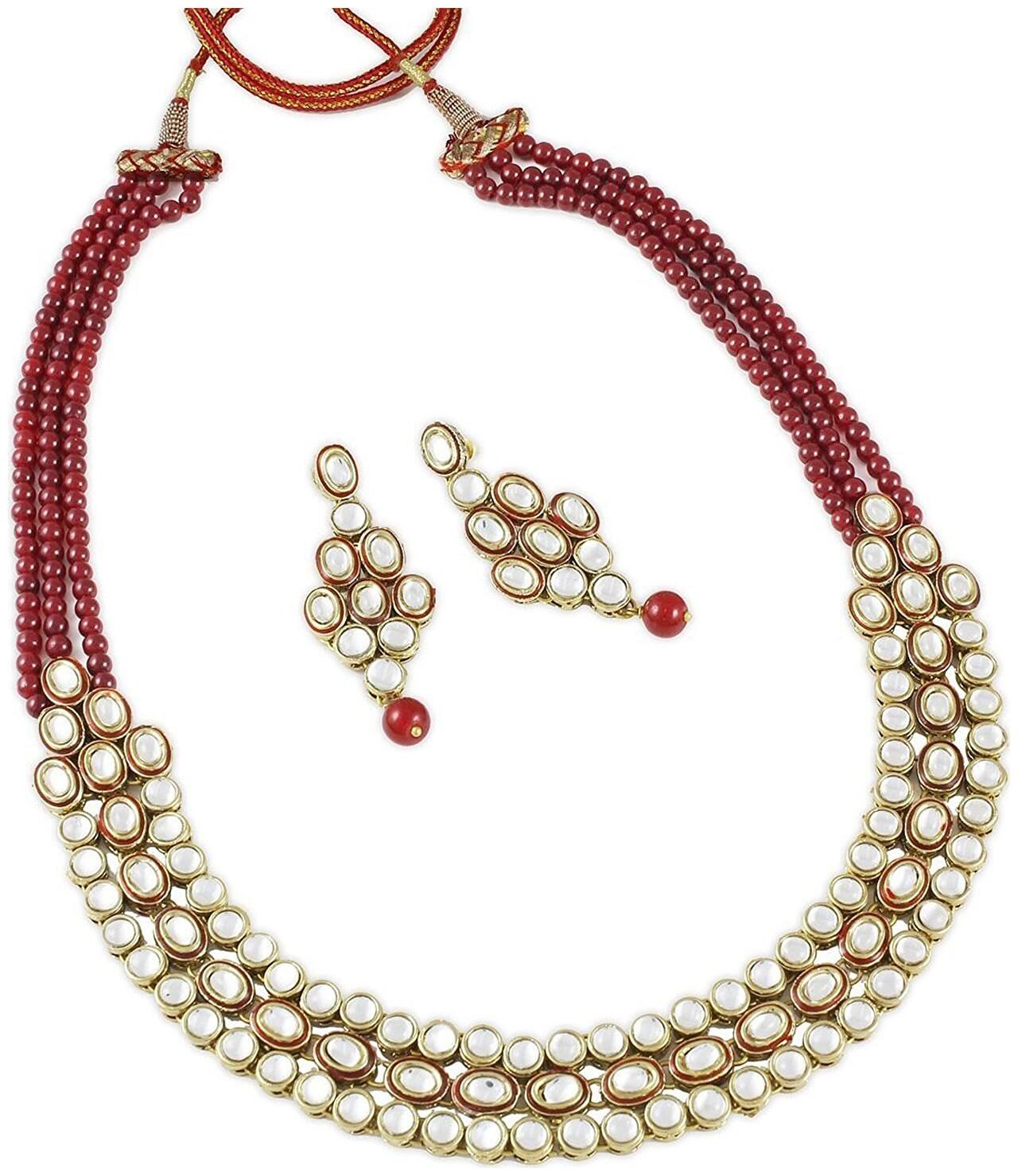 Shining Diva Non Precious Metal Traditional Kundan Necklace Jewellery Set with Earrings (Red) for Women
Shining Diva Non Precious Metal Traditional Kundan Necklace Jewellery Set with Earrings (Red) for Women