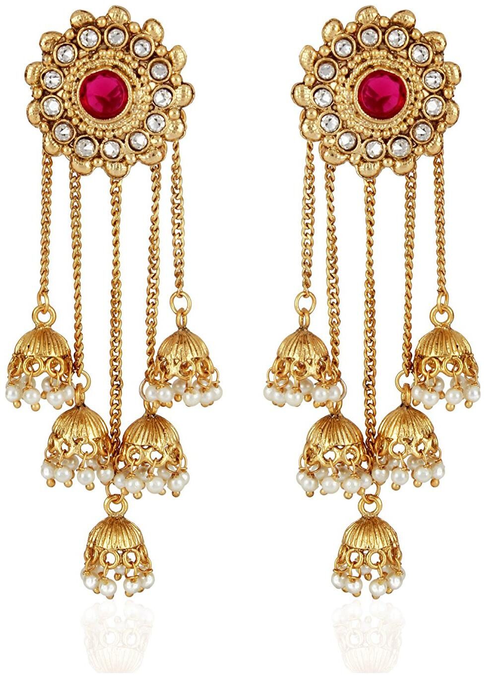 Shining Diva Fashion Gold Plated Stylish Pearl Jhumka Jhumki Traditional Earrings for Women and Girls (Golden)(8460er)
Shining Diva Fashion Gold Plated Stylish Pearl Jhumka Jhumki Traditional Earrings for Women and Girls (Golden)(8460er)