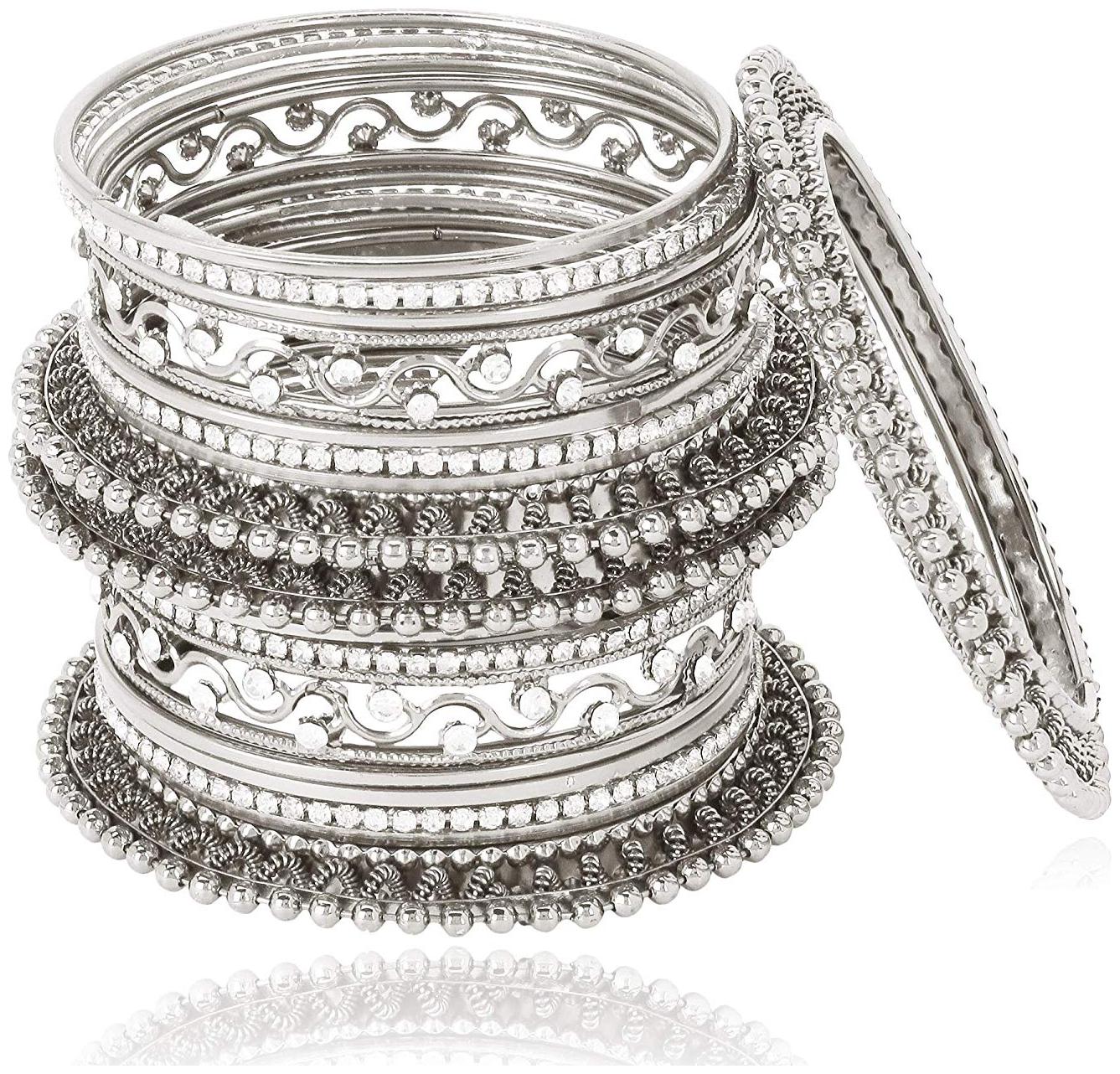 Shining Diva Fashion Latest Antique Design Traditional Bangle for Women (Oxidised Silver) (10418b 2 8)
Shining Diva Fashion Latest Antique Design Traditional Bangle for Women (Oxidised Silver) (10418b 2 8)
