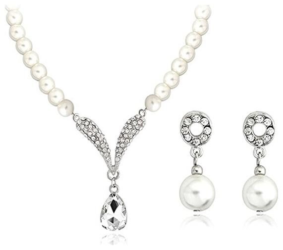 Shining Diva Silver Plated Crystal Pearl Necklace Jewellery Set with Earrings for Women Girls(White)(8494s)
Shining Diva Silver Plated Crystal Pearl Necklace Jewellery Set with Earrings for Women Girls(White)(8494s)