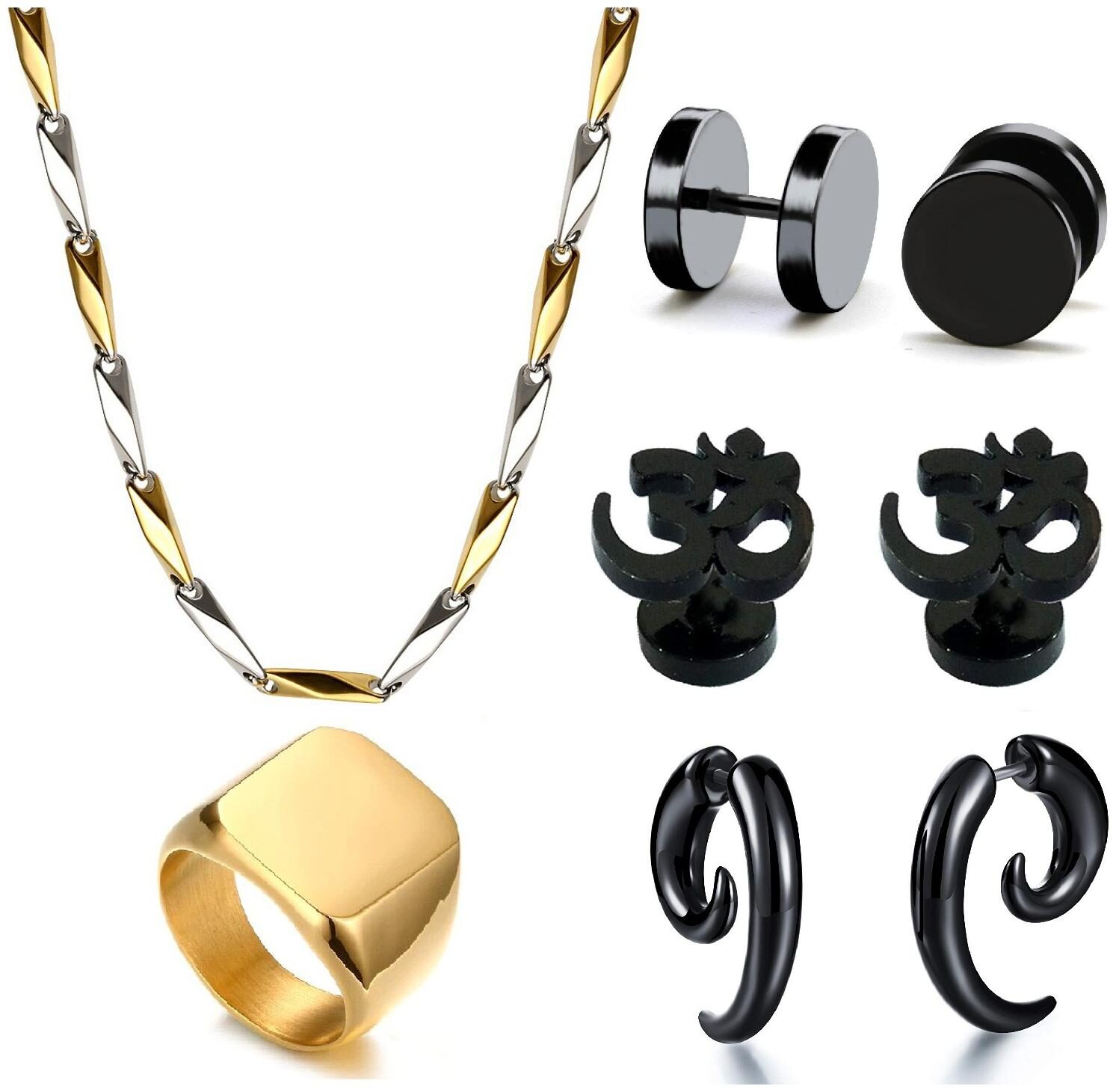 SILVER Chain Ring and Stud Earring for Men and Women Combo Pack for Men Fashion Jewellery
SILVER Chain Ring and Stud Earring for Men and Women Combo Pack for Men Fashion Jewellery