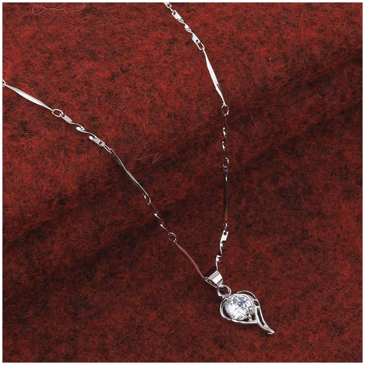 SILVER SHINE Silver Plated Party Wear Charm Chain Solitaire Diamond Pendant For Women
SILVER SHINE Silver Plated Party Wear Charm Chain Solitaire Diamond Pendant For Women