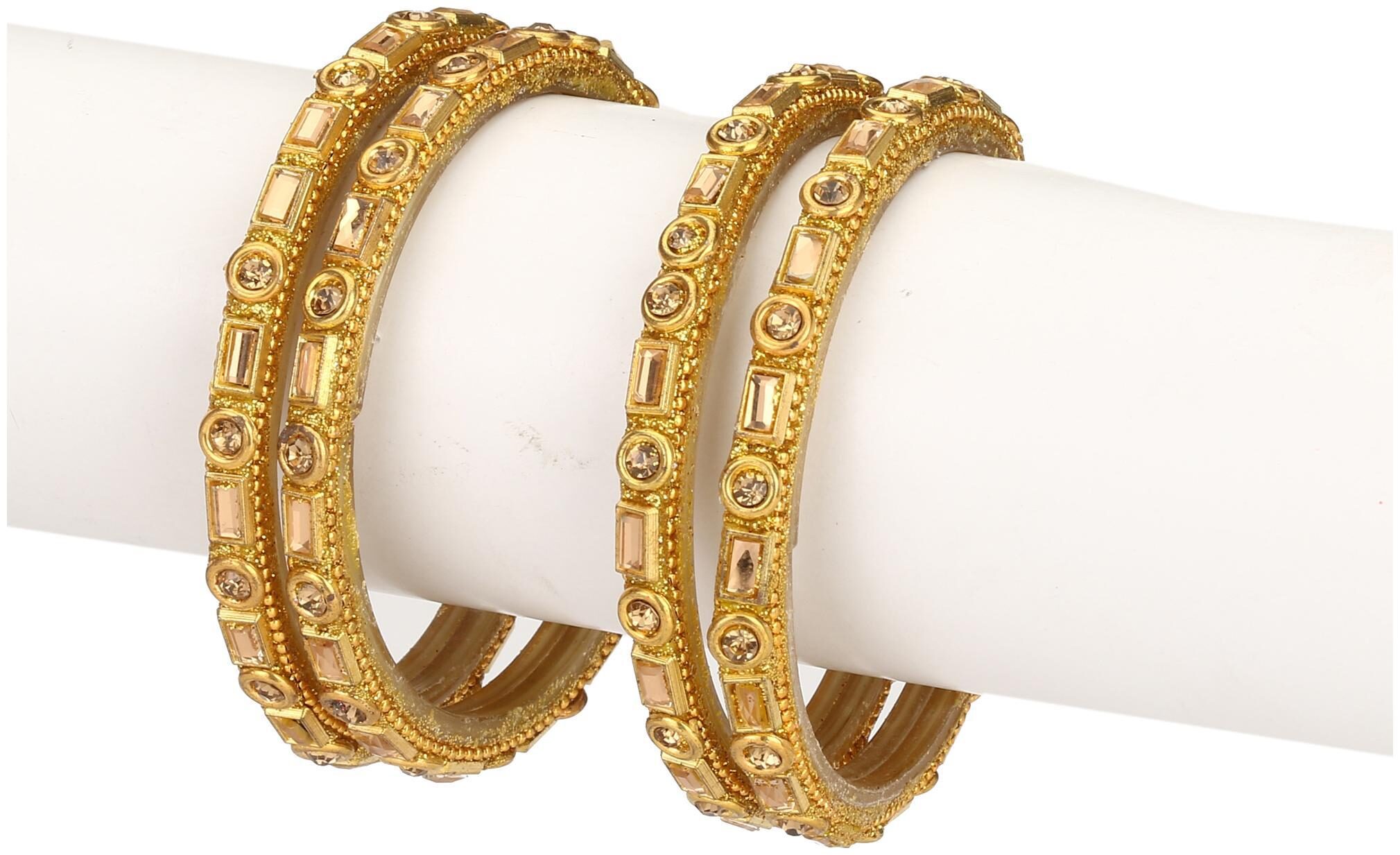 Somil Golden Glass Bangle cum Kada Set Ornamented With Beads Stones Set Of Four With Safety Box
Somil Golden Glass Bangle cum Kada Set Ornamented With Beads Stones Set Of Four With Safety Box
