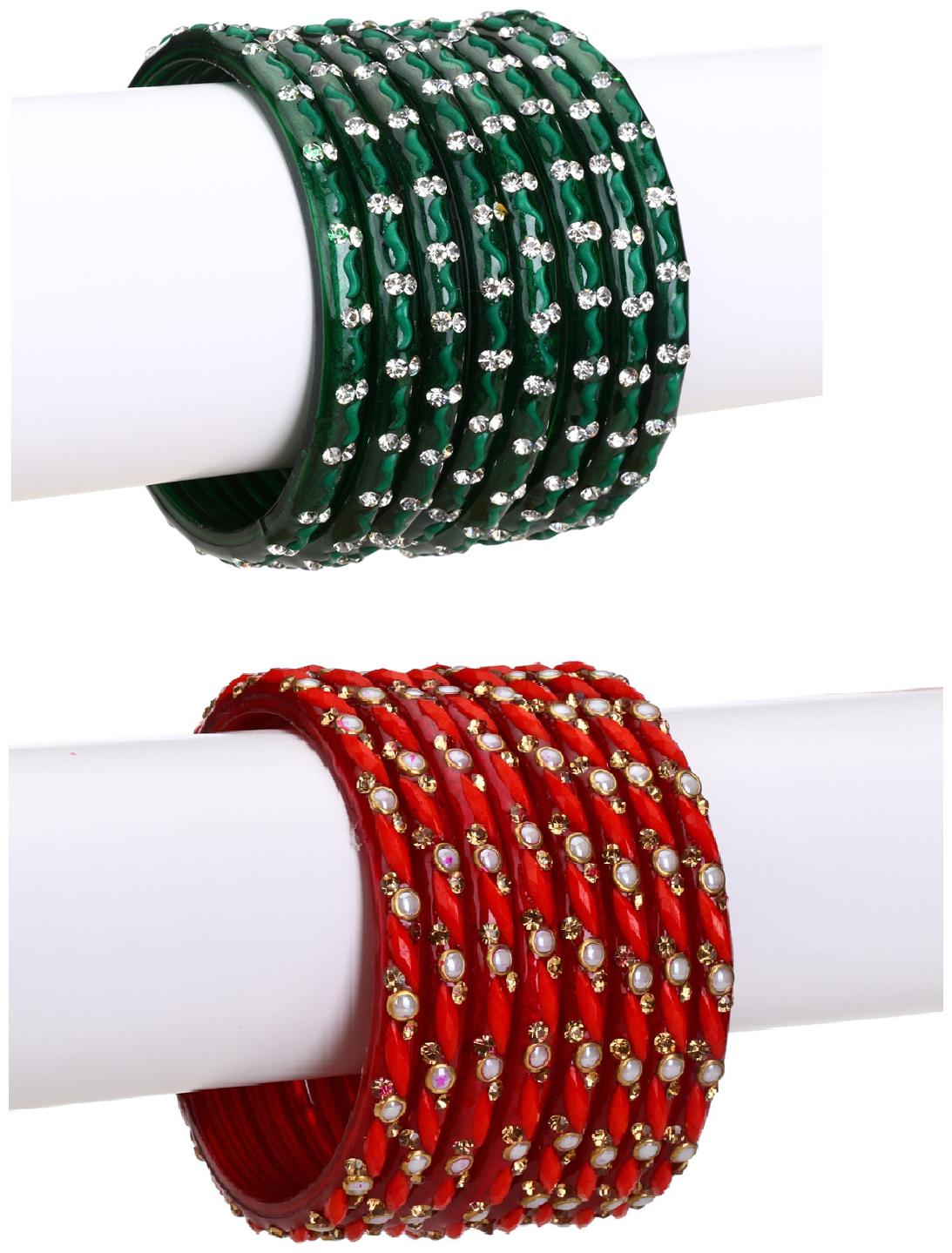 Somil Combo Party Festivle Designer Ornamented With Colorful Beads And Figures Fancy Matching Glass Bangle Cum Kada Set Of Eight Each With Safety Box
Somil Combo Party Festivle Designer Ornamented With Colorful Beads And Figures Fancy Matching Glass Bangle Cum Kada Set Of Eight Each With Safety Box