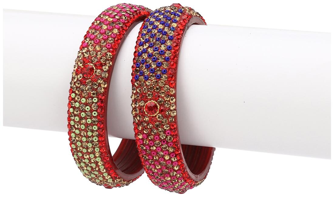 Somil Exclusive Wedding Collection Bangle Set Designer Ornamented Red Blue Golden (Size 2 6)
Somil Exclusive Wedding Collection Bangle Set Designer Ornamented Red Blue Golden (Size 2 6)