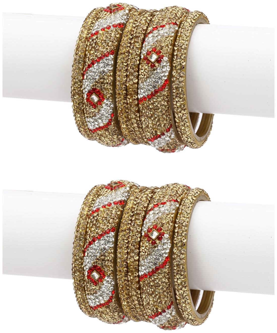 Somil Exclusive Wedding Collection Kada Bangle Set Designer Ornamented Red White Golden (Size 2 6)
Somil Exclusive Wedding Collection Kada Bangle Set Designer Ornamented Red White Golden (Size 2 6)