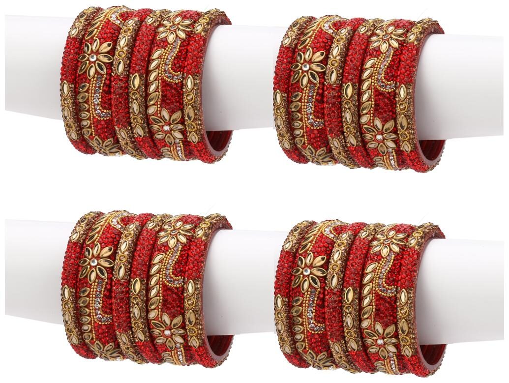Somil Exclusive Wedding Collection Kada Bangle Set Designer Ornamented Red Golden (Size 2 8)
Somil Exclusive Wedding Collection Kada Bangle Set Designer Ornamented Red Golden (Size 2 8)