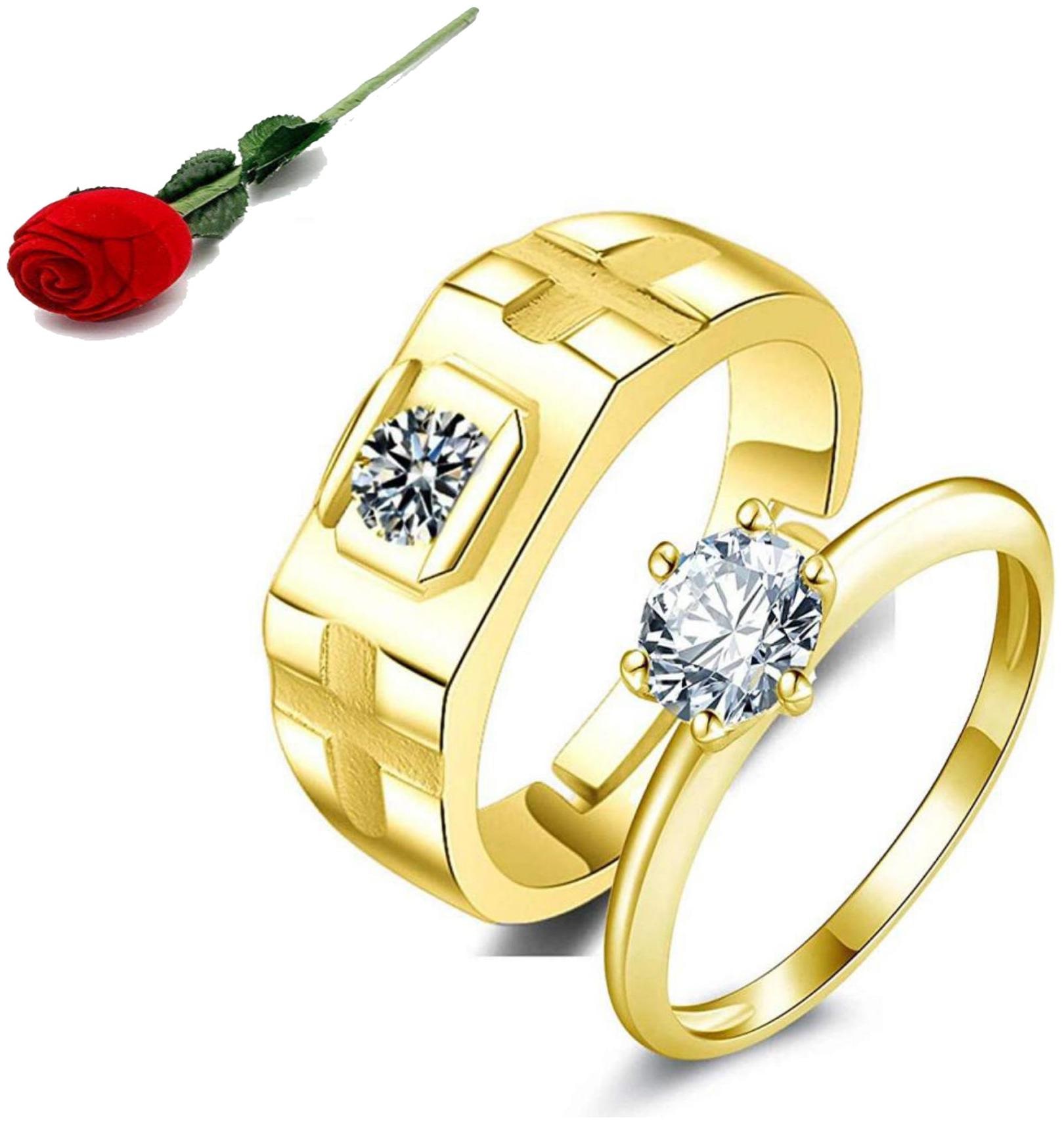 STYLISH TEENS Elegant Engagement Gold Plated Adjustable Couple Rings with Rose Box Packing
STYLISH TEENS Elegant Engagement Gold Plated Adjustable Couple Rings with Rose Box Packing