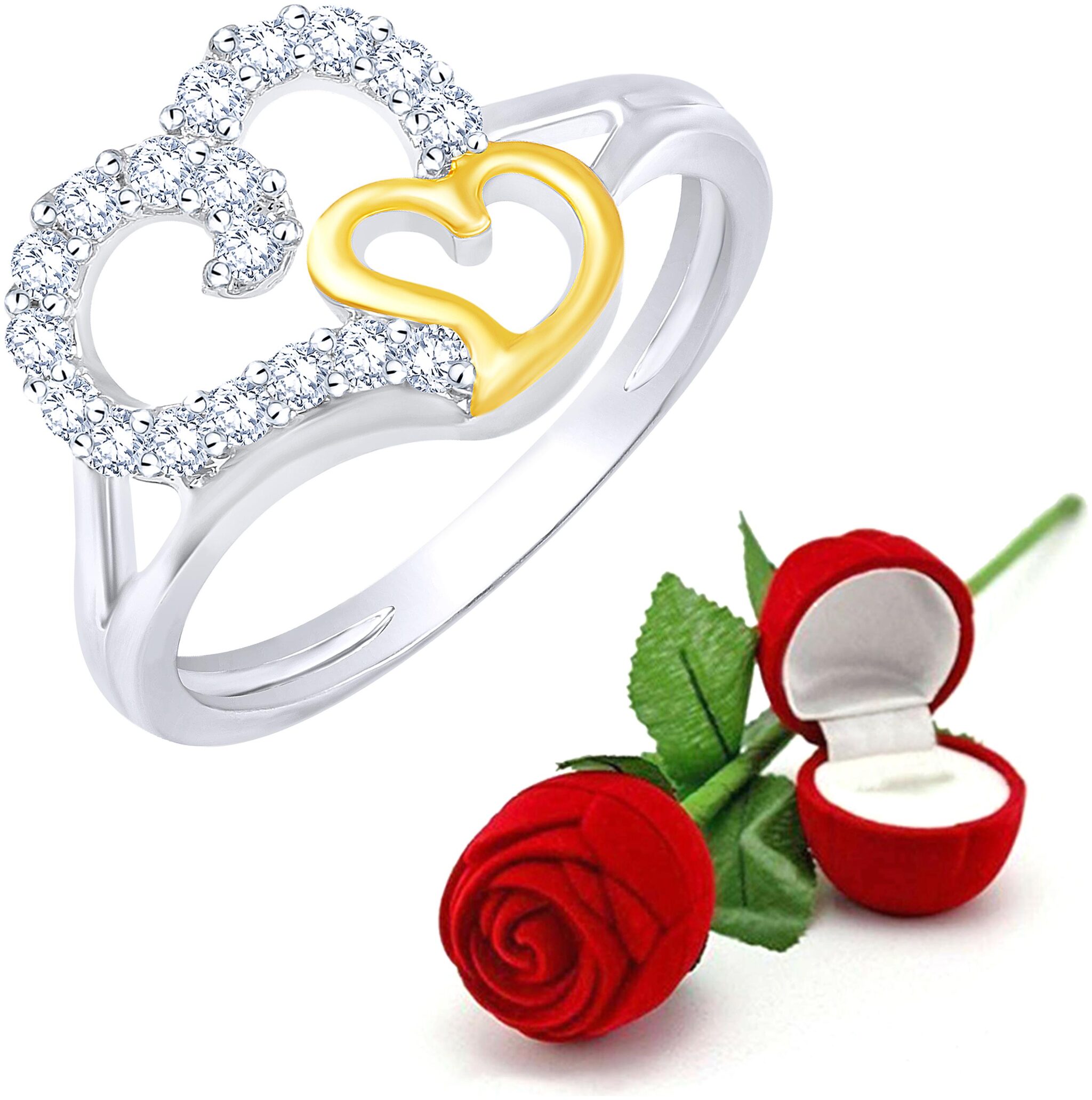 Sukai Jewels Double Heart with Rose Rhodium Plated Alloy Brass Cubic Zirconia Finger Ring for Women and Girls
Sukai Jewels Double Heart with Rose Rhodium Plated Alloy Brass Cubic Zirconia Finger Ring for Women and Girls