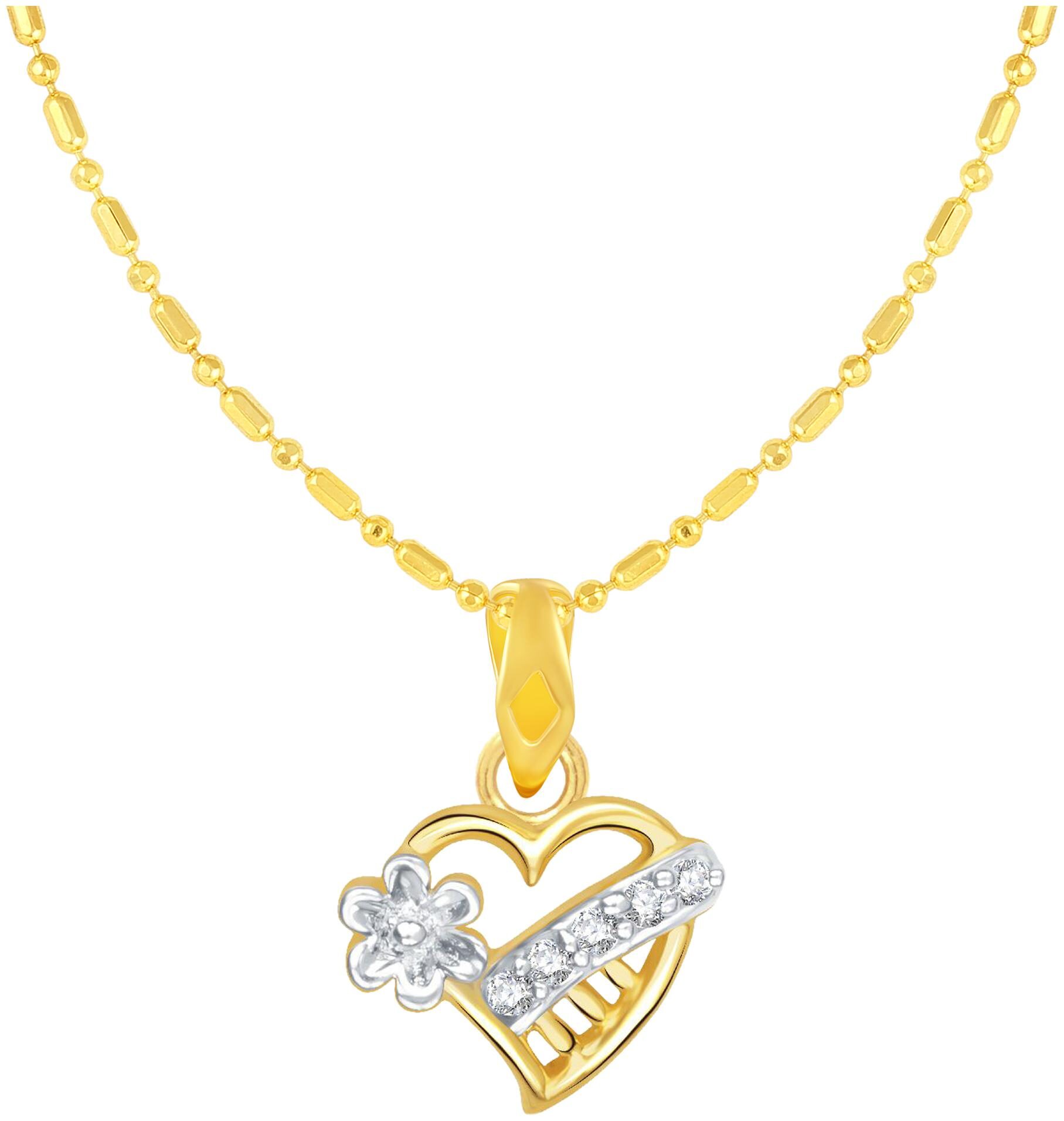 Sukai Jewels Floral Heart Gold Plated Alloy Brass Cubic Zirconia Pendant with Chain for Women Girls
Sukai Jewels Floral Heart Gold Plated Alloy Brass Cubic Zirconia Pendant with Chain for Women Girls