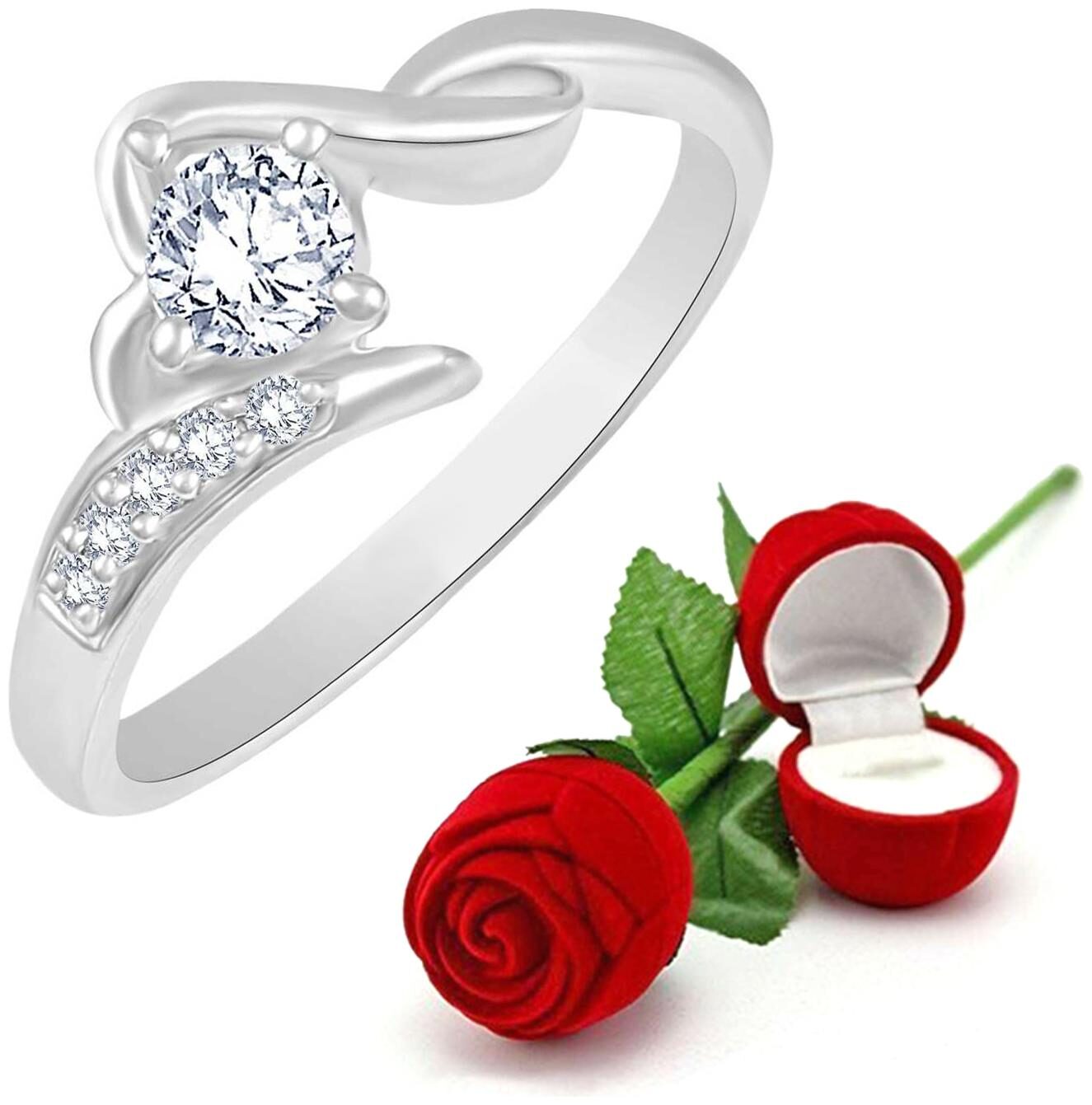 Sukai Jewels Single Soliataire with Rose Rhodium Plated Alloy Brass Cubic Zirconia Finger Ring for Women and Girls
Sukai Jewels Single Soliataire with Rose Rhodium Plated Alloy Brass Cubic Zirconia Finger Ring for Women and Girls