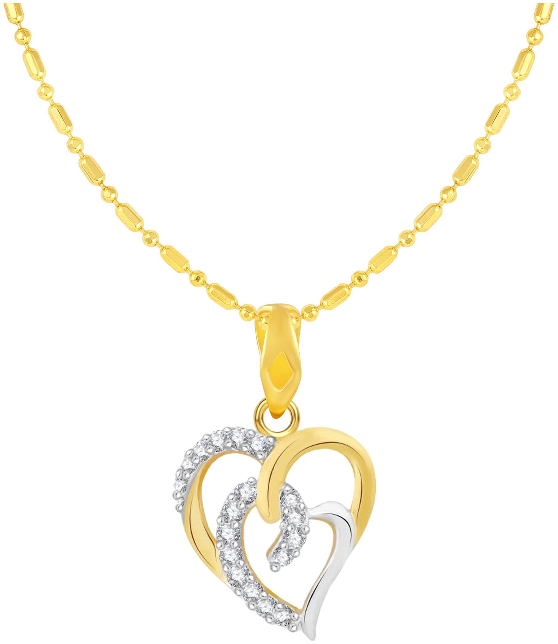 Sukai Jewels Glittering Heart Gold Plated Alloy Brass Cubic Zirconia Pendant with Chain for Women Girls
Sukai Jewels Glittering Heart Gold Plated Alloy Brass Cubic Zirconia Pendant with Chain for Women Girls