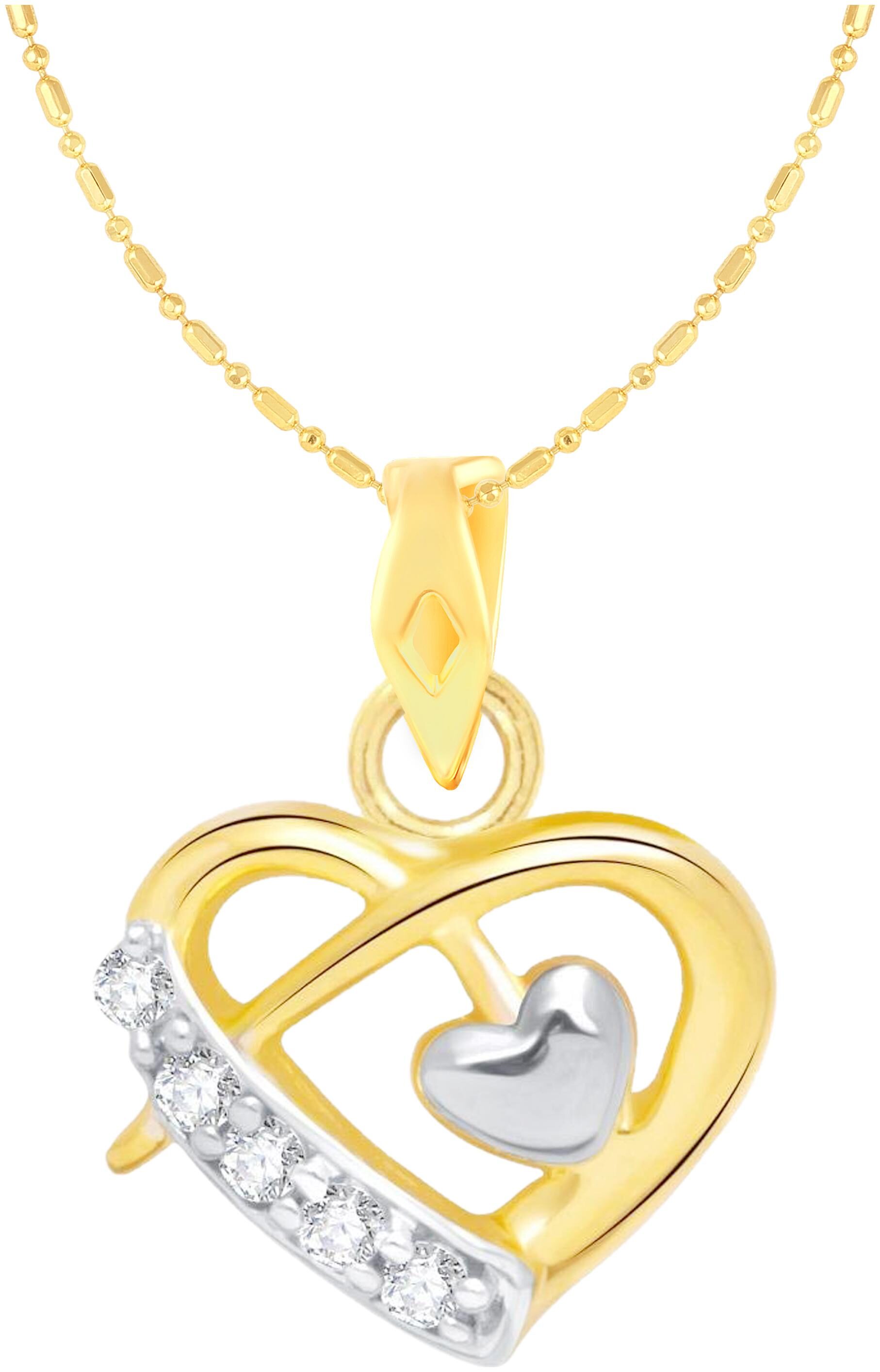 Sukai Jewels Couple Heart Gold Plated Alloy Brass Cubic Zirconia Pendant with Chain for Women Girls
Sukai Jewels Couple Heart Gold Plated Alloy Brass Cubic Zirconia Pendant with Chain for Women Girls