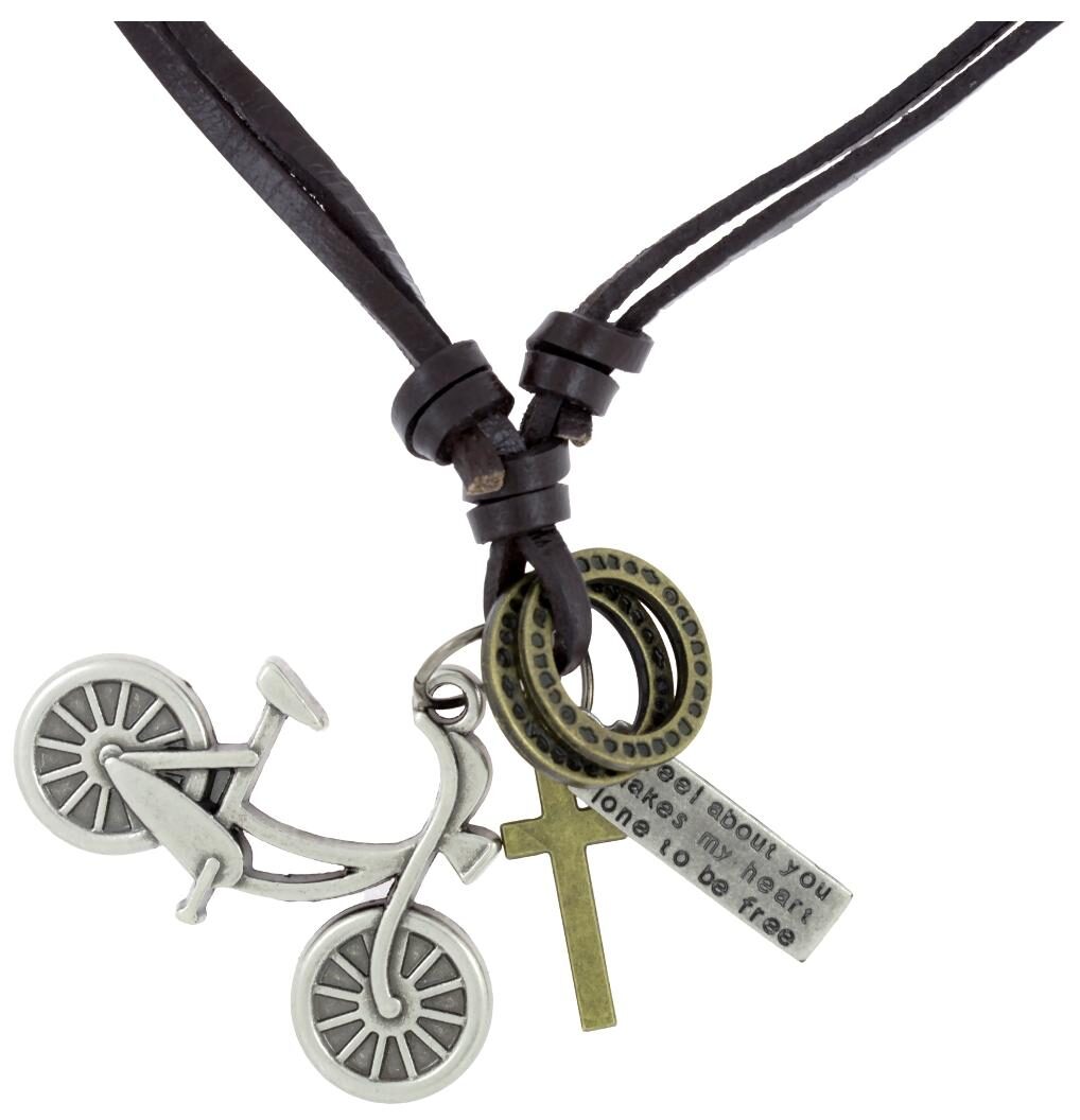 ZIVOM Hip Hop Punk Cycle Cross Bronze Vintage Dog Tag Oxidised Plated Leather Pendant Chain 
ZIVOM Hip Hop Punk Cycle Cross Bronze Vintage Dog Tag Oxidised Plated Leather Pendant Chain