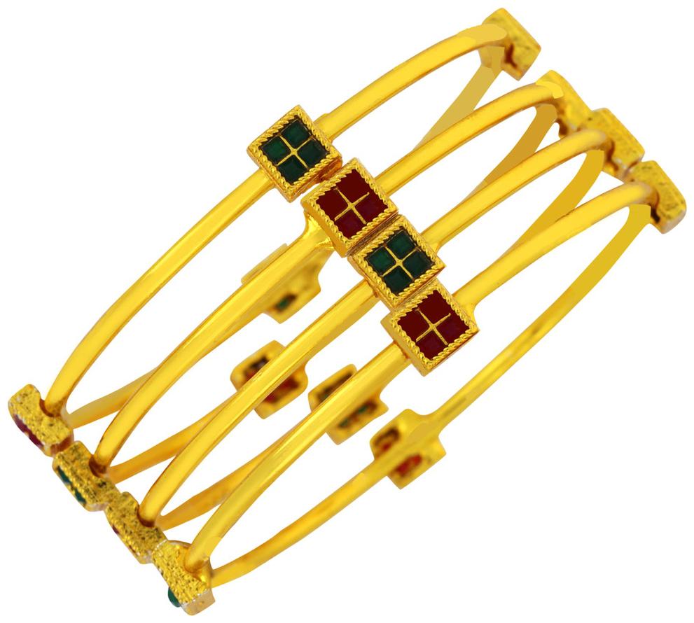 The Jewelbox Slim Square Red Blue Green Pearl 22K Gold Plated Bangle Bracelet Kada Set of 4 for Girls Women
The Jewelbox Slim Square Red Blue Green Pearl 22K Gold Plated Bangle Bracelet Kada Set of 4 for Girls Women