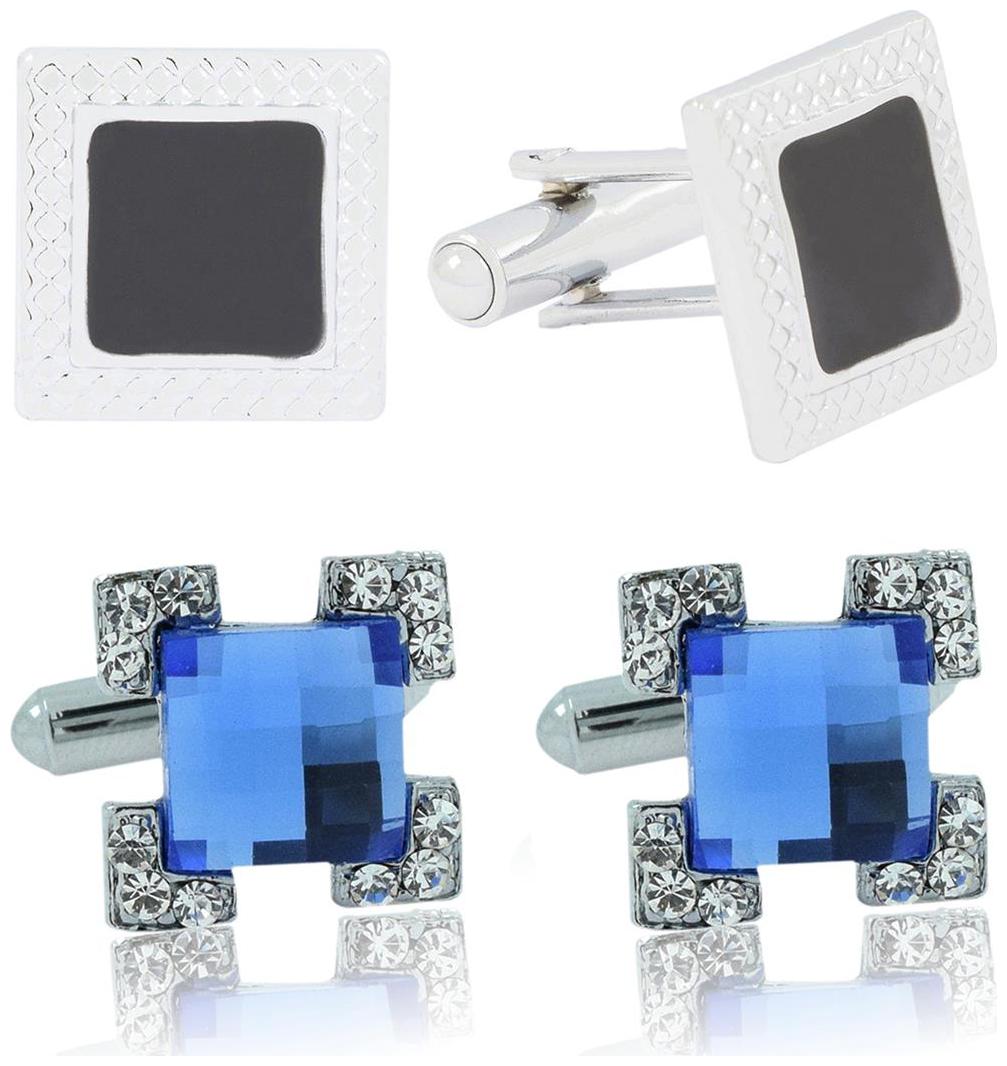 The Jewelbox Square Shape Crystal Enamel Blue Black Rhodium Pack Of 2 Combo Cufflinks Pair Men Gift Box
The Jewelbox Square Shape Crystal Enamel Blue Black Rhodium Pack Of 2 Combo Cufflinks Pair Men Gift Box