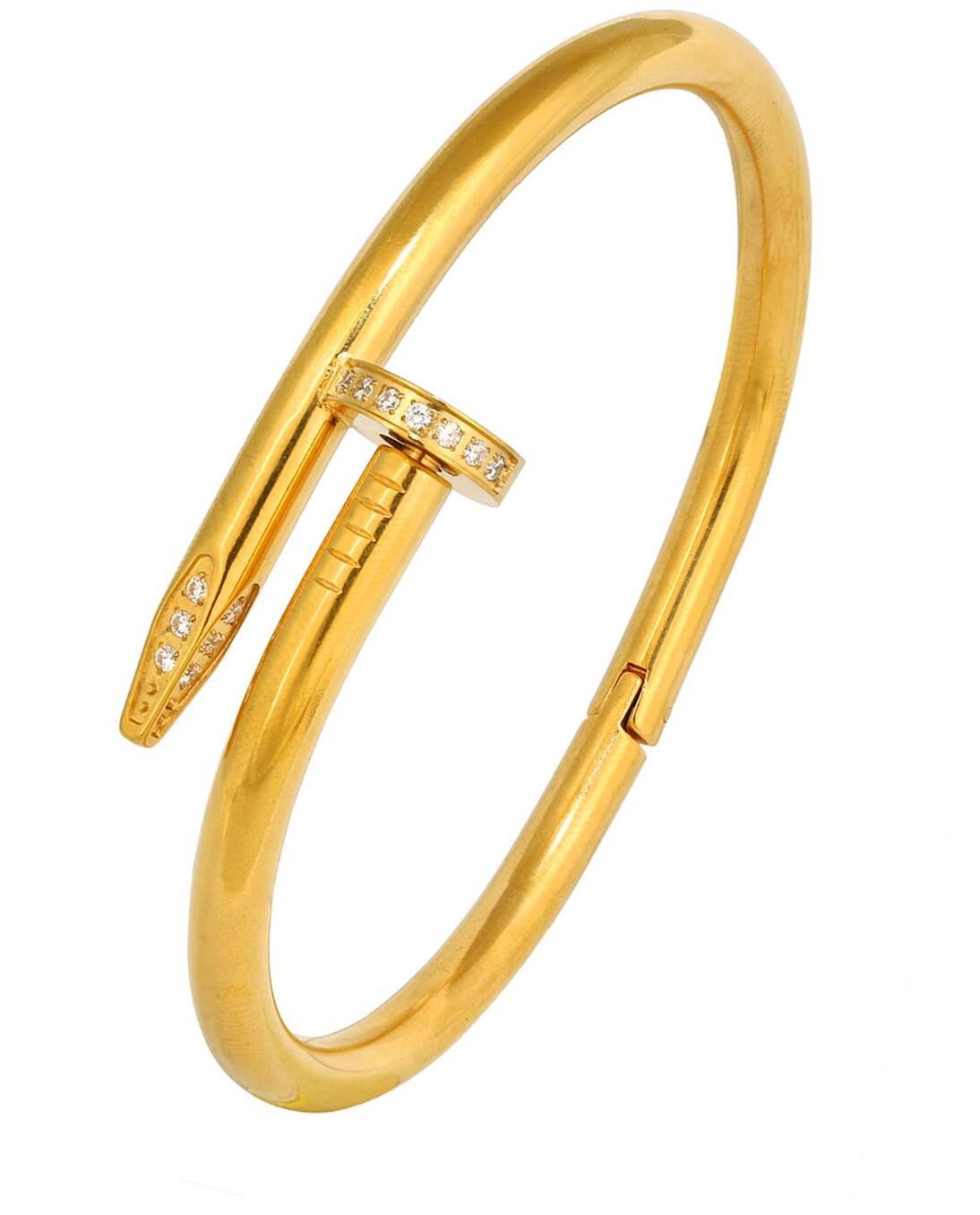 The Jewelbox Nail Gothic Cz Stainless Steel Gold Plated Openable Cuff Kada Bangle Bracelet
The Jewelbox Nail Gothic Cz Stainless Steel Gold Plated Openable Cuff Kada Bangle Bracelet