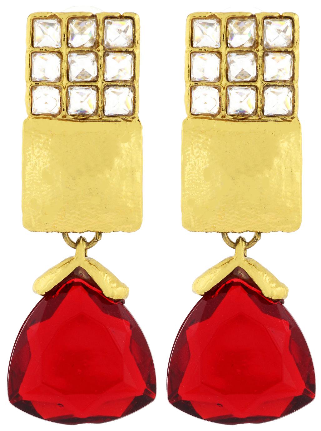 The Jewelbox Geometric Indo Western Red Kundan American Diamond Drop Earring For Women
The Jewelbox Geometric Indo Western Red Kundan American Diamond Drop Earring For Women