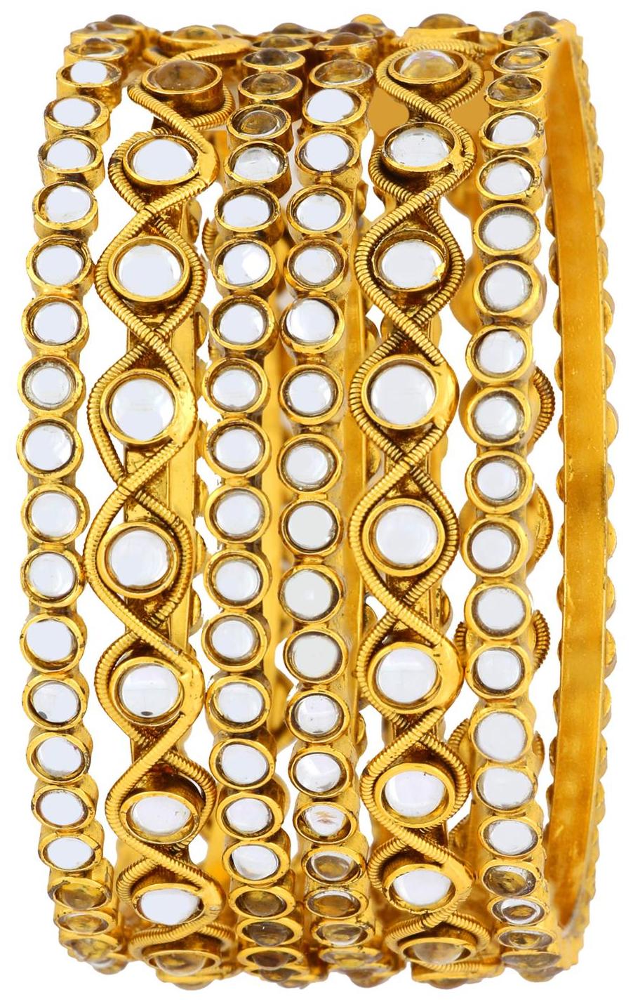 The Jewelbox Slim Kundan 22k Gold Plated Traditional Bangle Set Of 6 For Women
The Jewelbox Slim Kundan 22k Gold Plated Traditional Bangle Set Of 6 For Women