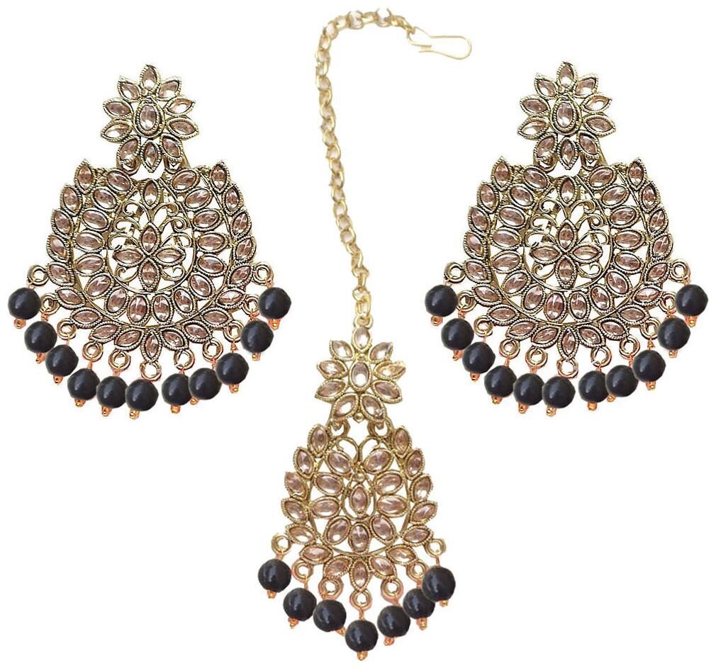 Trendeela Com Archa Collection Gleaming Chandbali Design Black Earrings Maang Tikka Combo Set For Women
Trendeela Com Archa Collection Gleaming Chandbali Design Black Earrings Maang Tikka Combo Set For Women