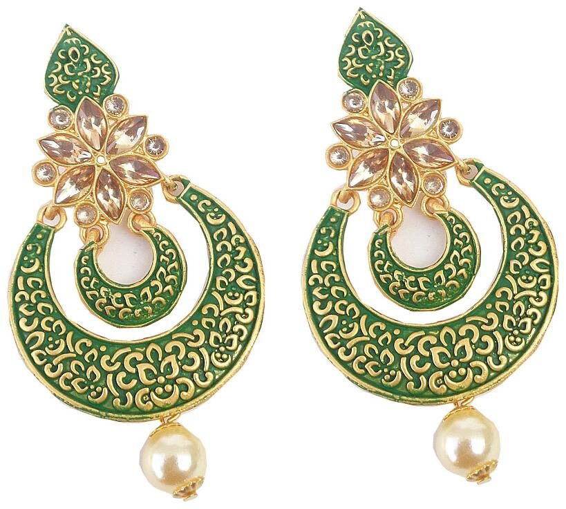 Trendeela Com Arwa Collection Green Dazzling Chandbali Alloy Dangle Earring For Women
Trendeela Com Arwa Collection Green Dazzling Chandbali Alloy Dangle Earring For Women