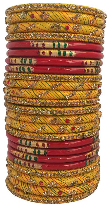 Tuku S World Muzaffarpur Famous Lah Lac Lahthi( Bangle) Set For Women Pack Of 24 Yellow Red 
Tuku S World Muzaffarpur Famous Lah Lac Lahthi( Bangle) Set For Women Pack Of 24 Yellow Red