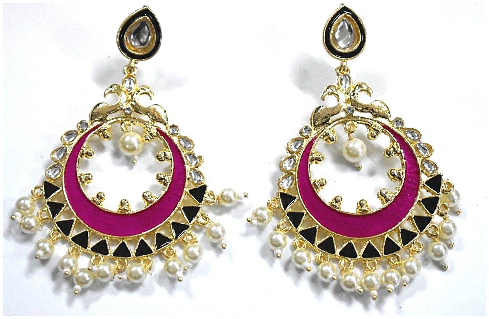 Twinkle Star Fashionable Gold and Pink Chandbali Dangler with Dangling Pearls for Ethnic Look
Twinkle Star Fashionable Gold and Pink Chandbali Dangler with Dangling Pearls for Ethnic Look